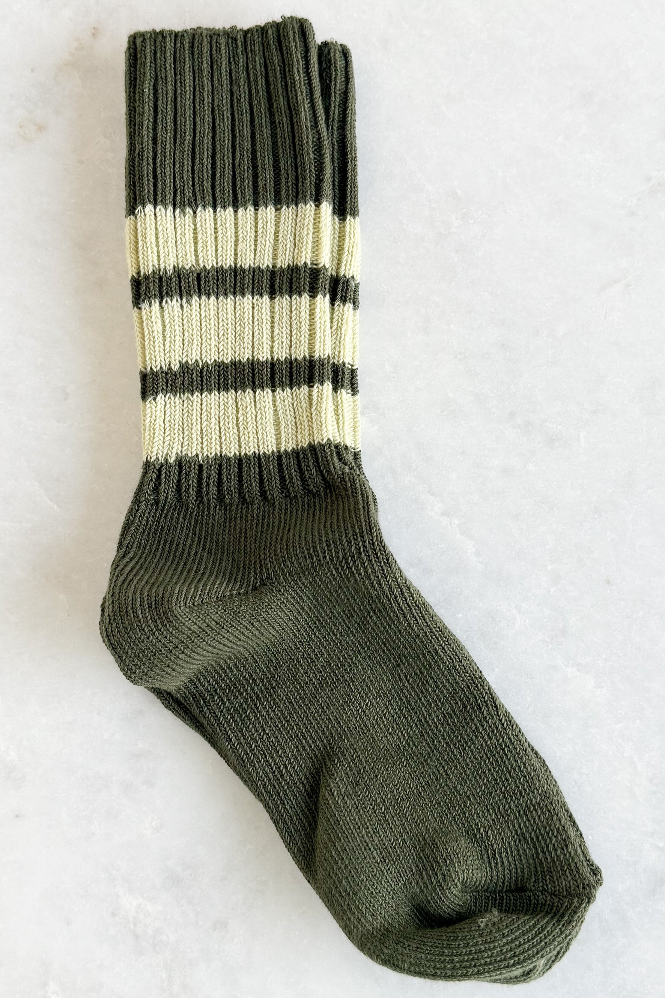 Dark & Light Green Stripe Crew Socks