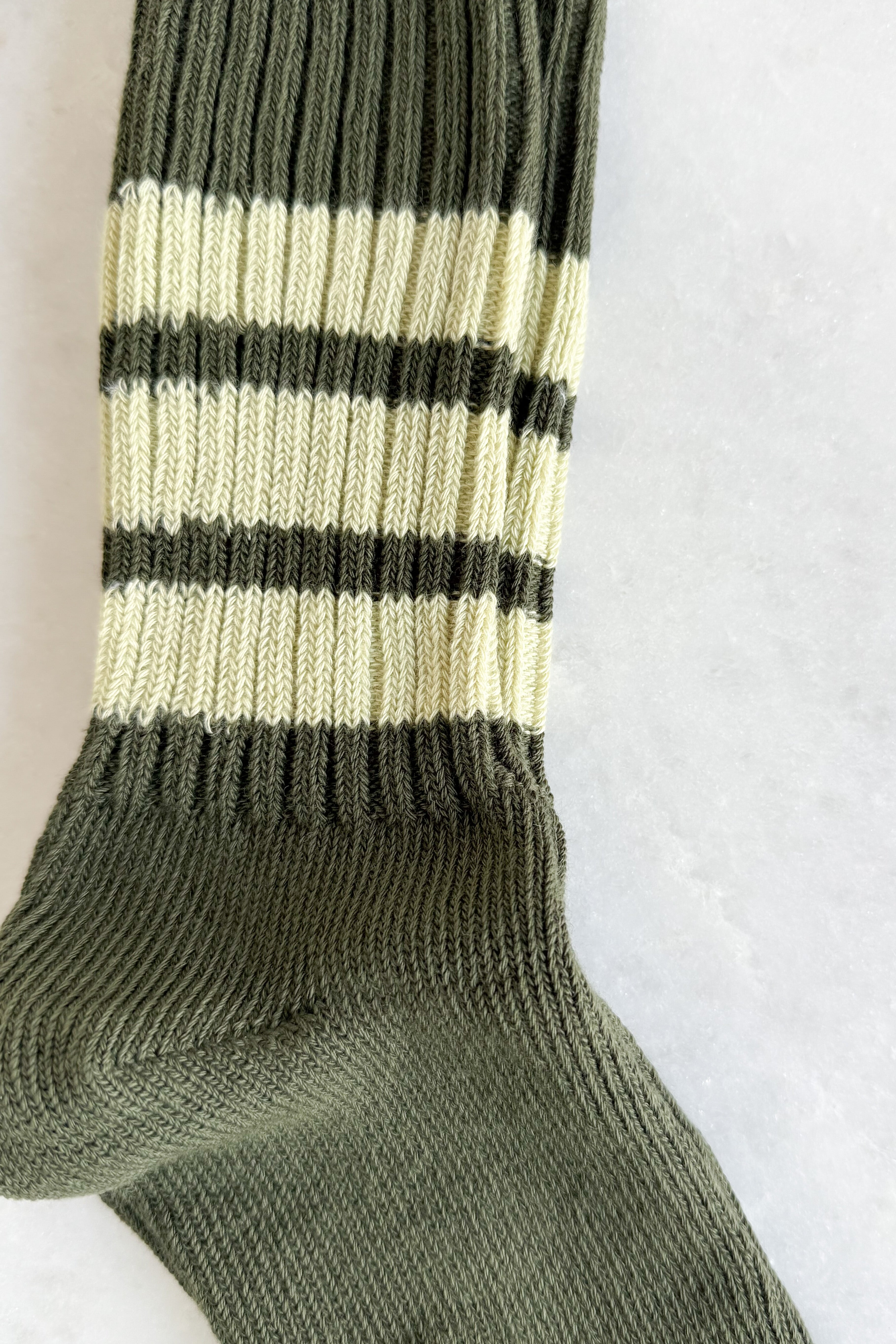 Dark & Light Green Stripe Crew Socks