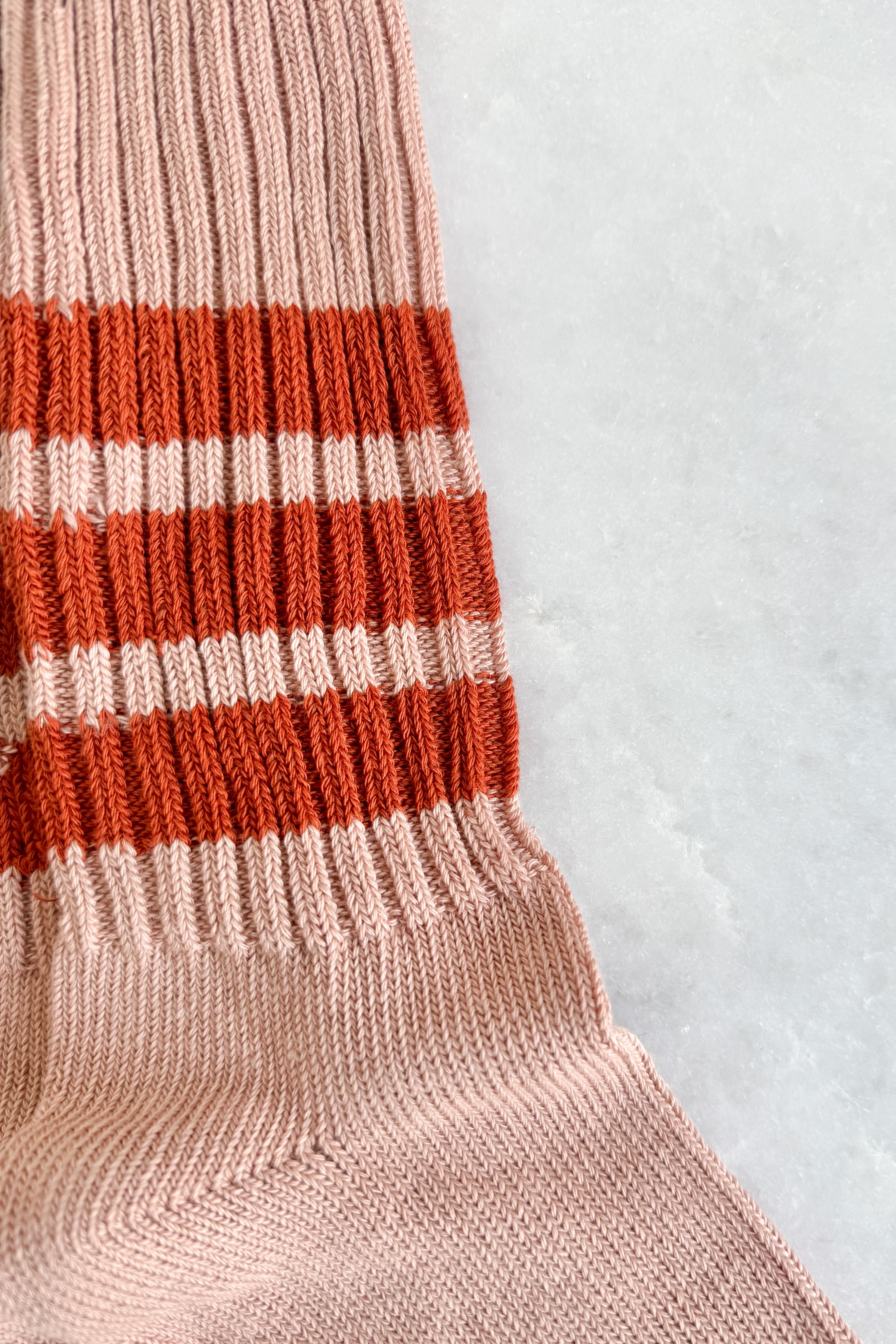 Pink & Brick Red Stripe Crew Socks