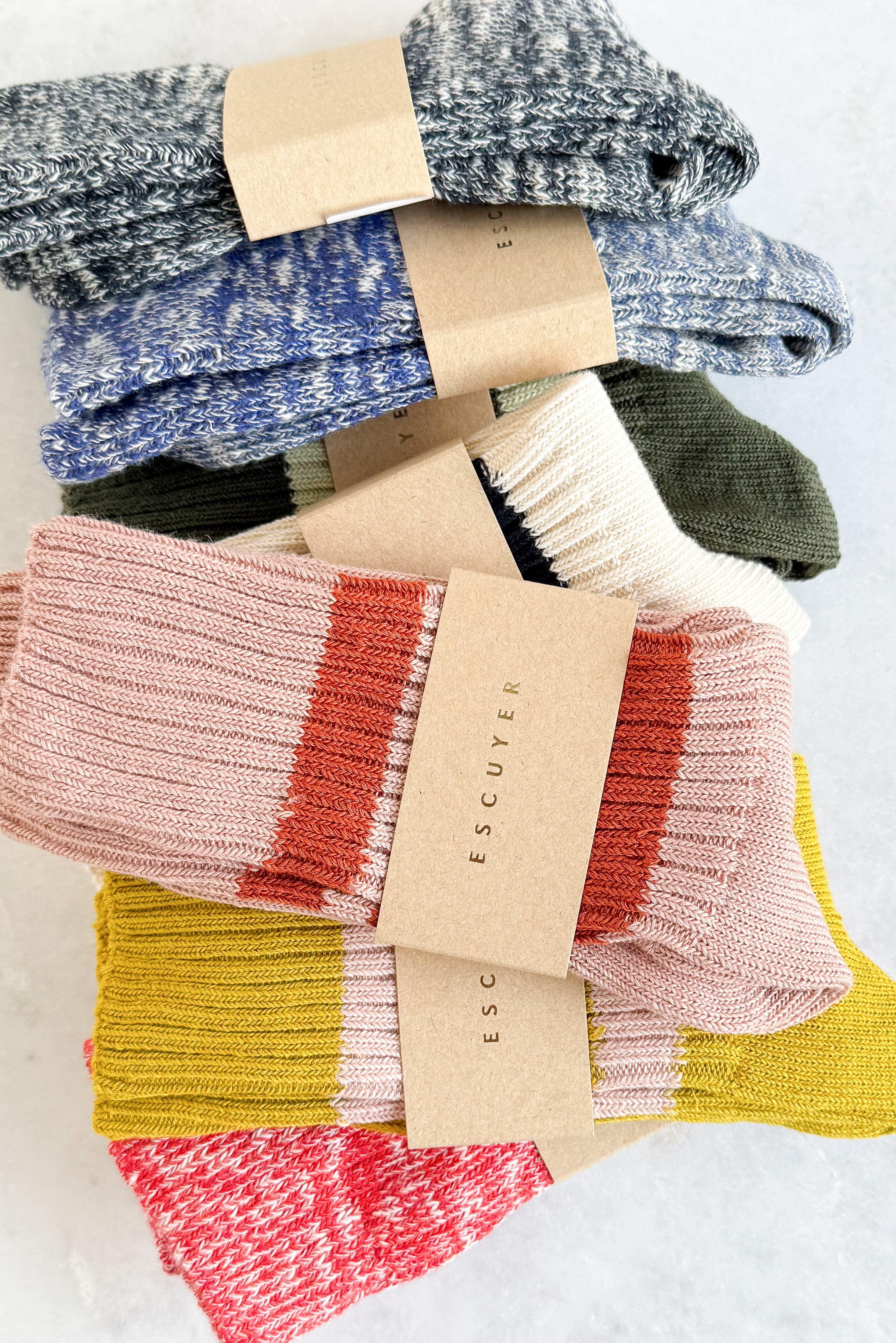 Pink & Brick Red Stripe Crew Socks