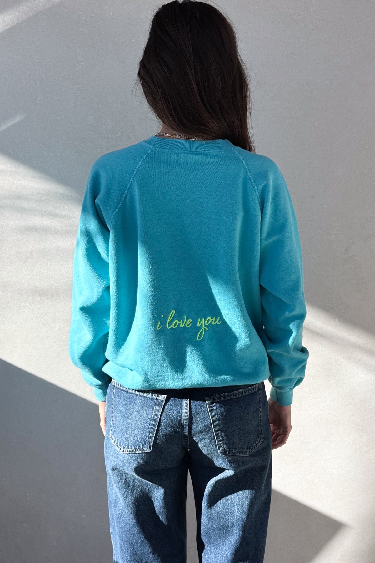 ILY Sweatshirt - Aqua & Lime Green S