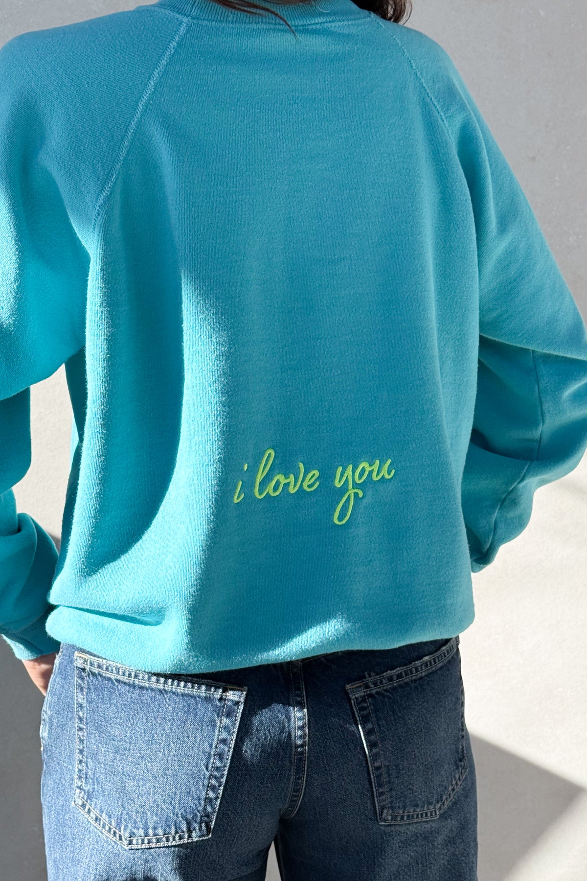 ILY Sweatshirt - Aqua & Lime Green S
