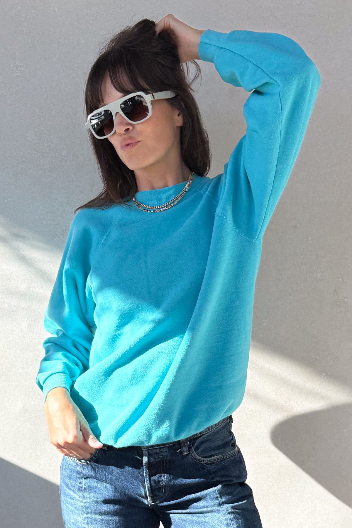 ILY Sweatshirt - Aqua & Lime Green S