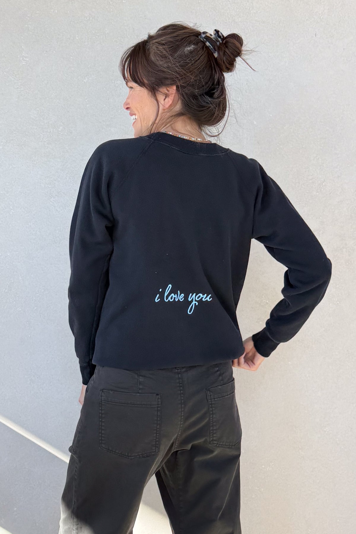 ILY Sweatshirt - Black & Light Blue XS