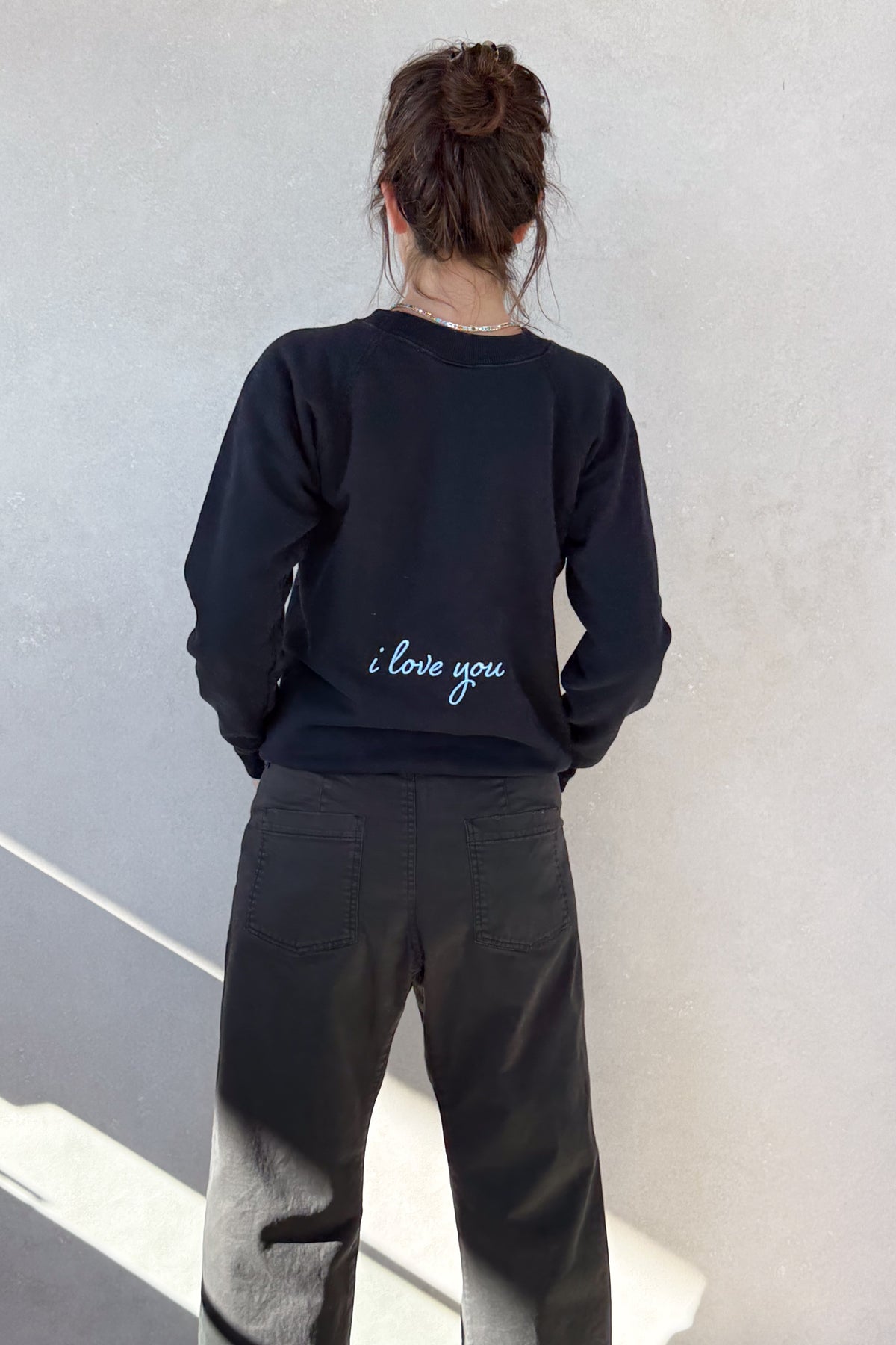 ILY Sweatshirt - Black & Light Blue XS