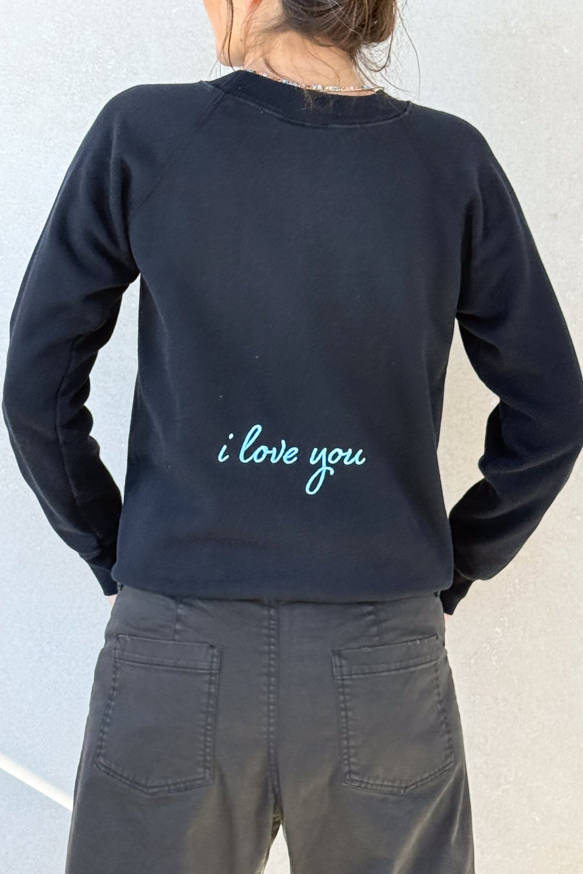ILY Sweatshirt - Black & Light Blue XS