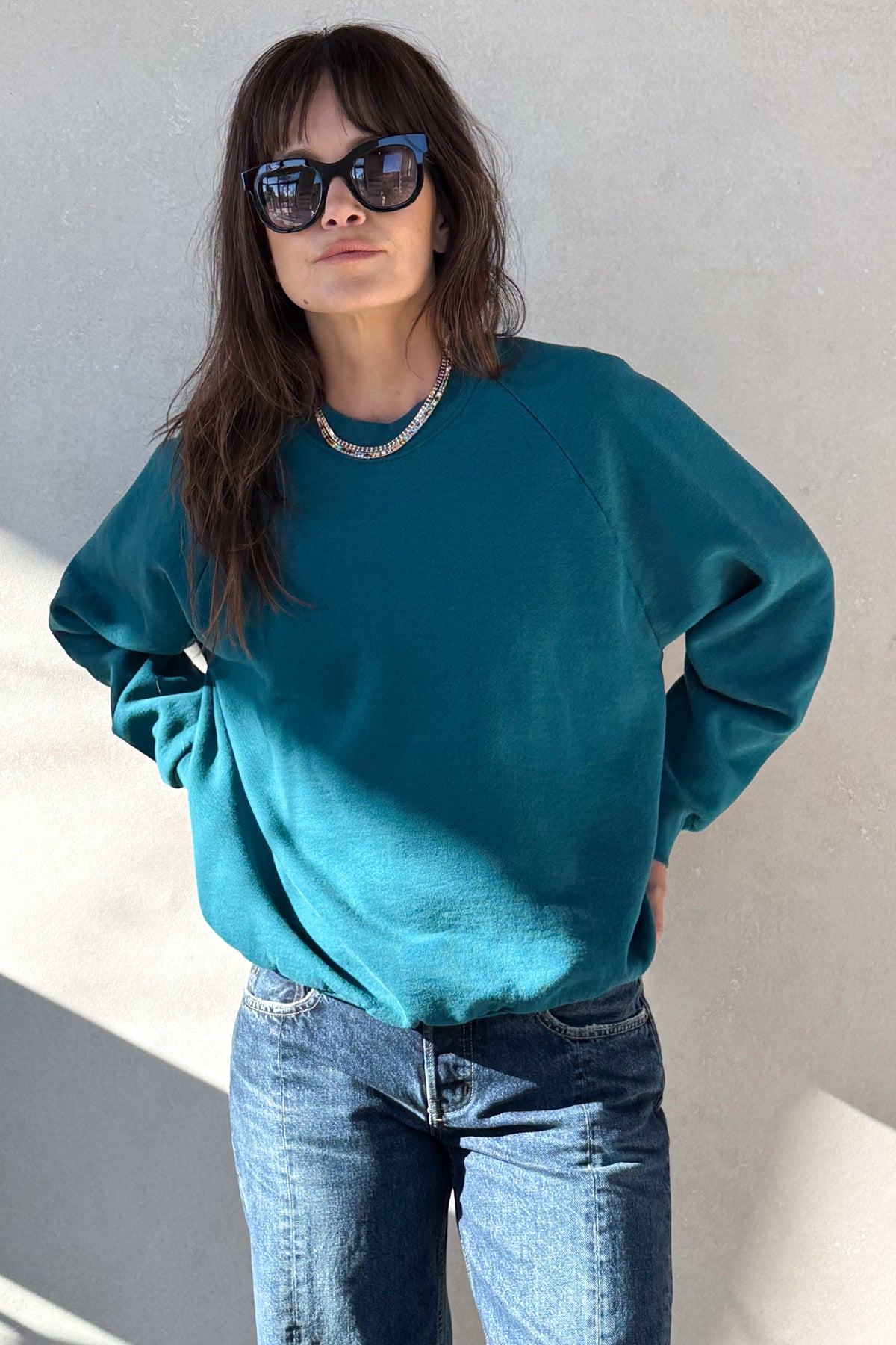 ILY Sweatshirt - Dark Teal & Lime Green S