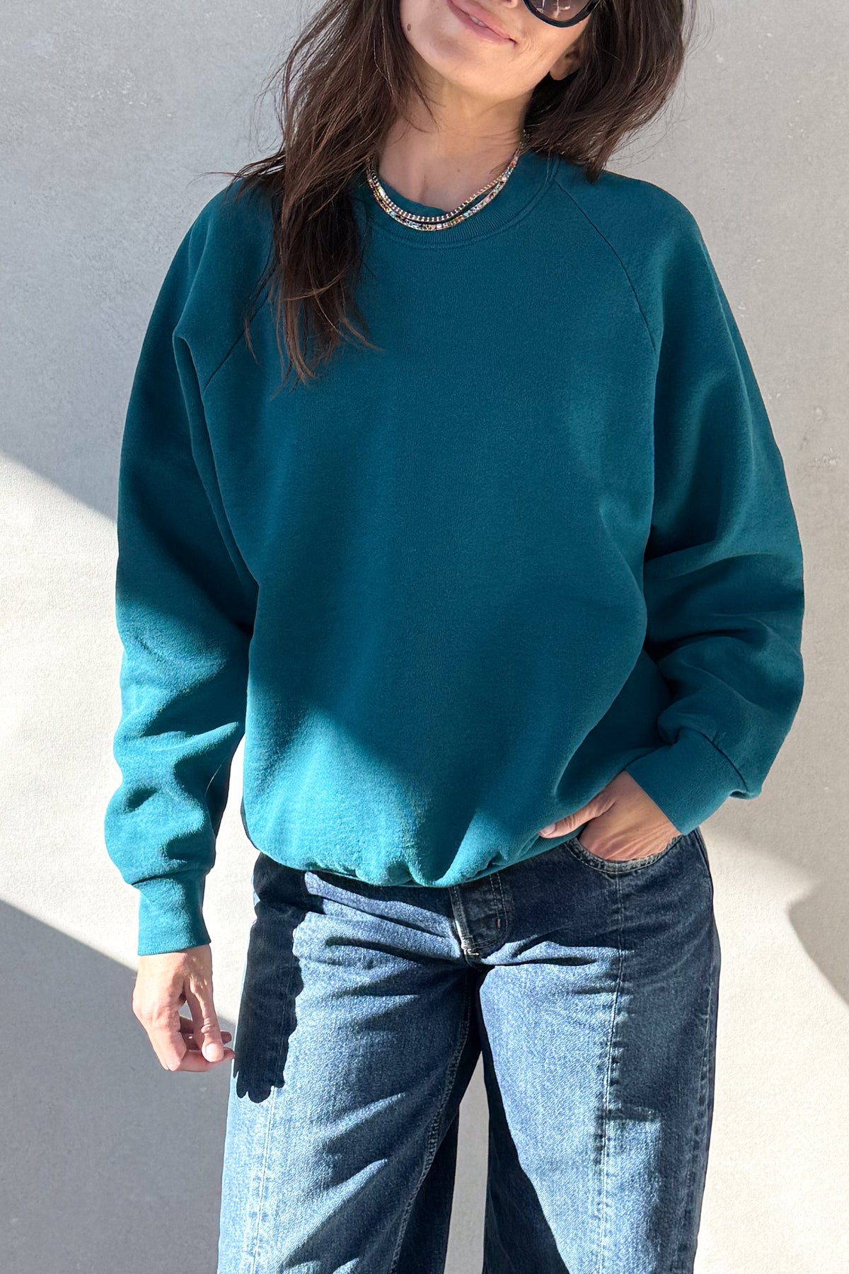 ILY Sweatshirt - Dark Teal & Lime Green S