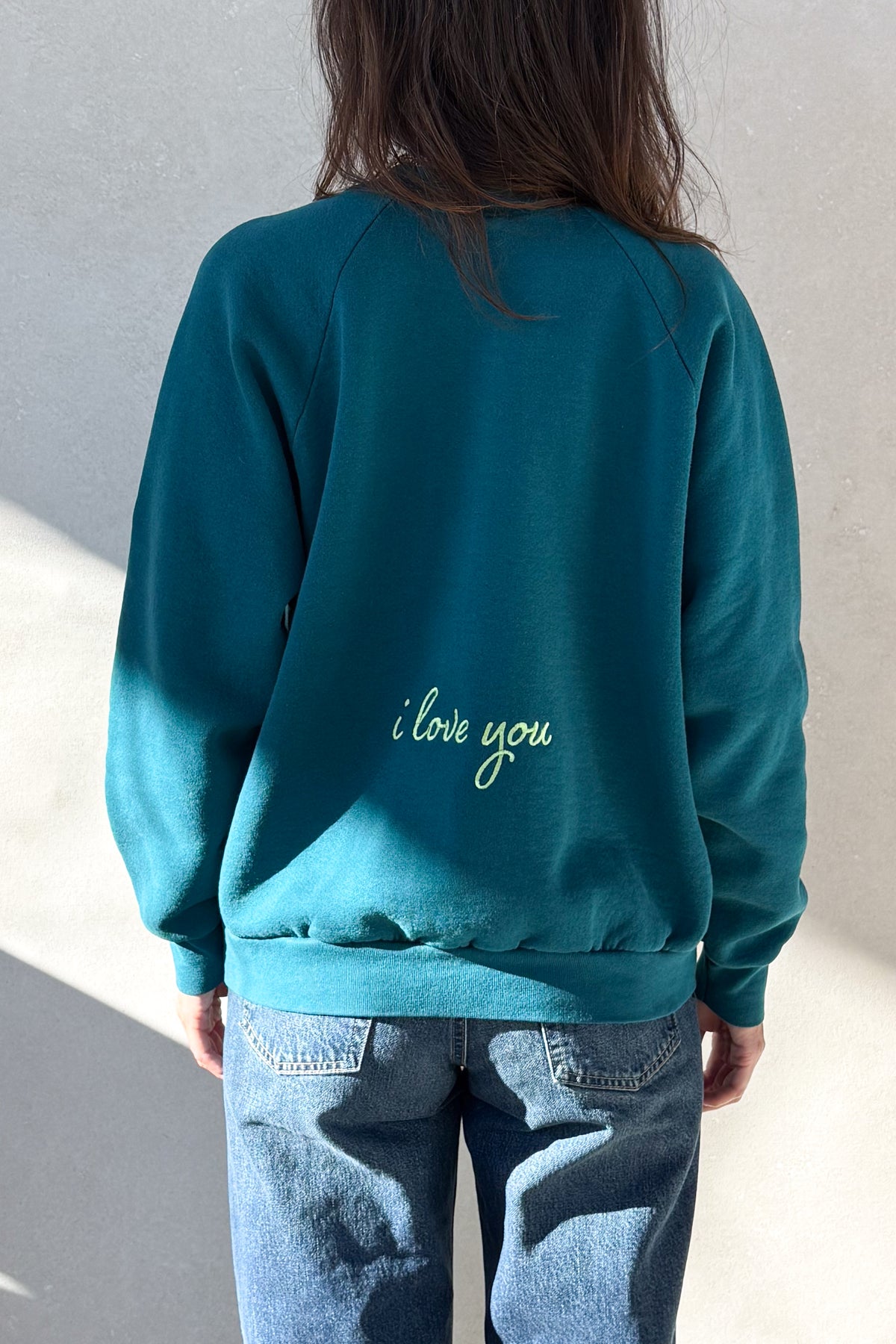 ILY Sweatshirt - Dark Teal & Lime Green S