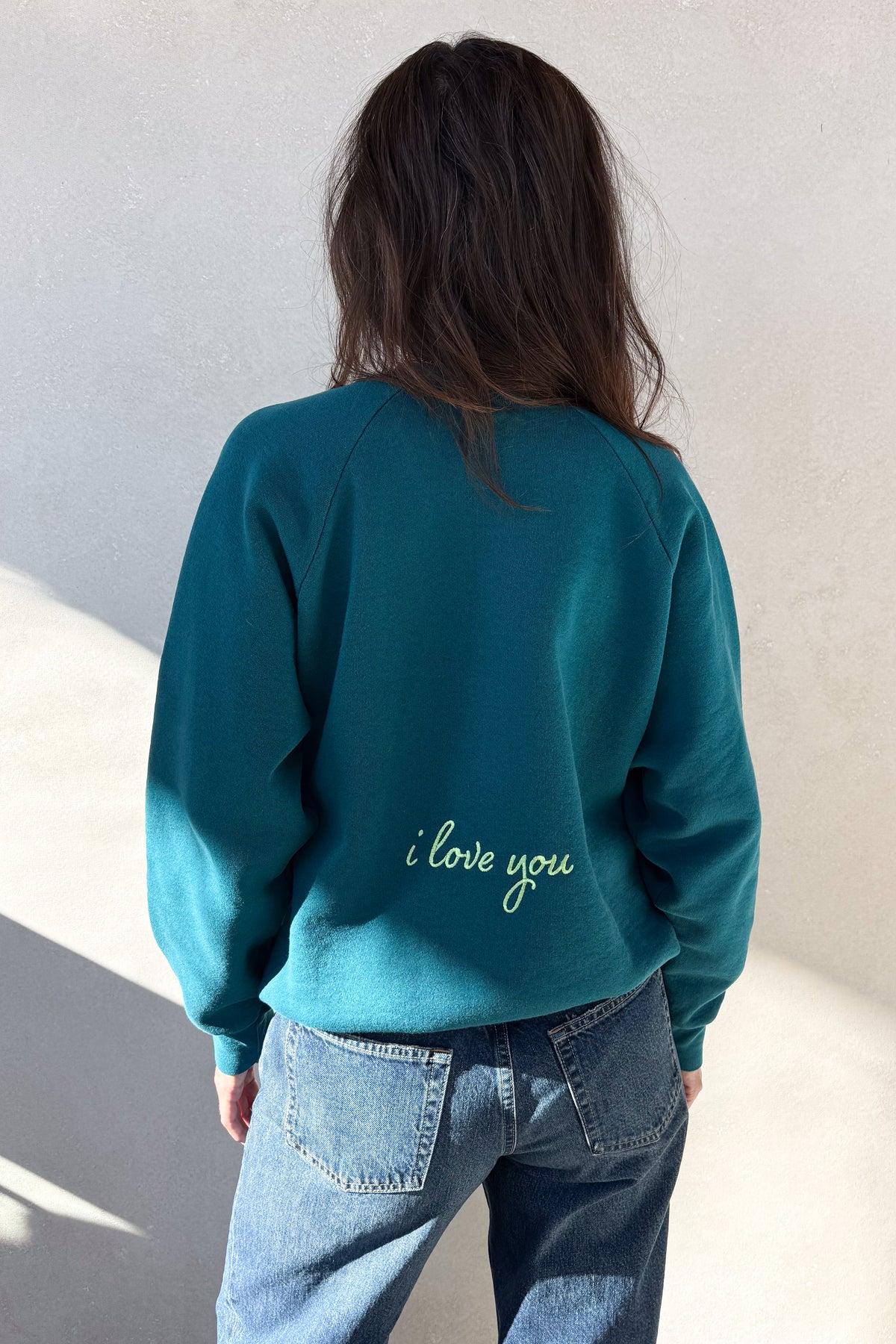 ILY Sweatshirt - Dark Teal & Lime Green S