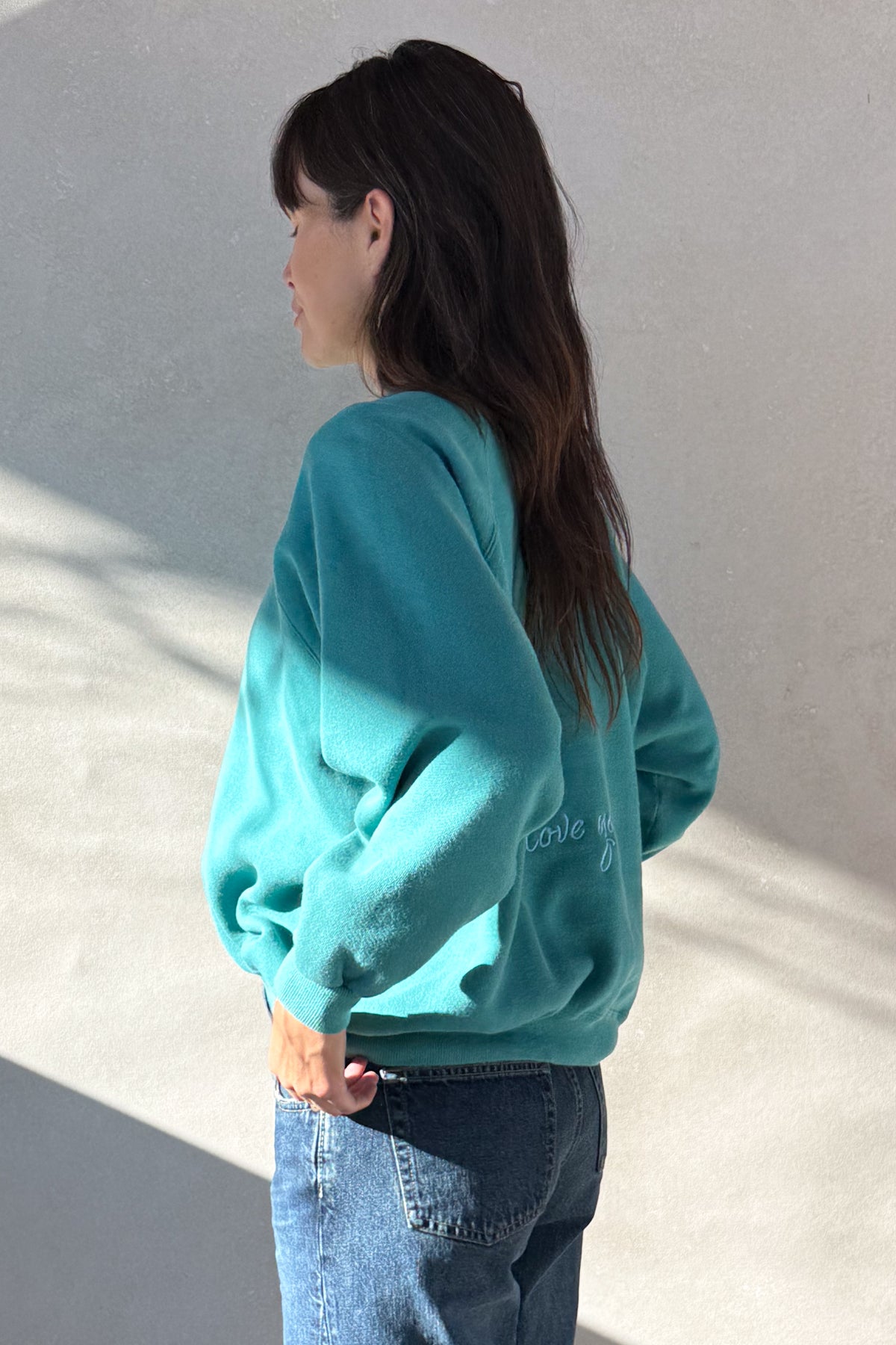 ILY Sweatshirt - Turquoise & Light Blue S/M