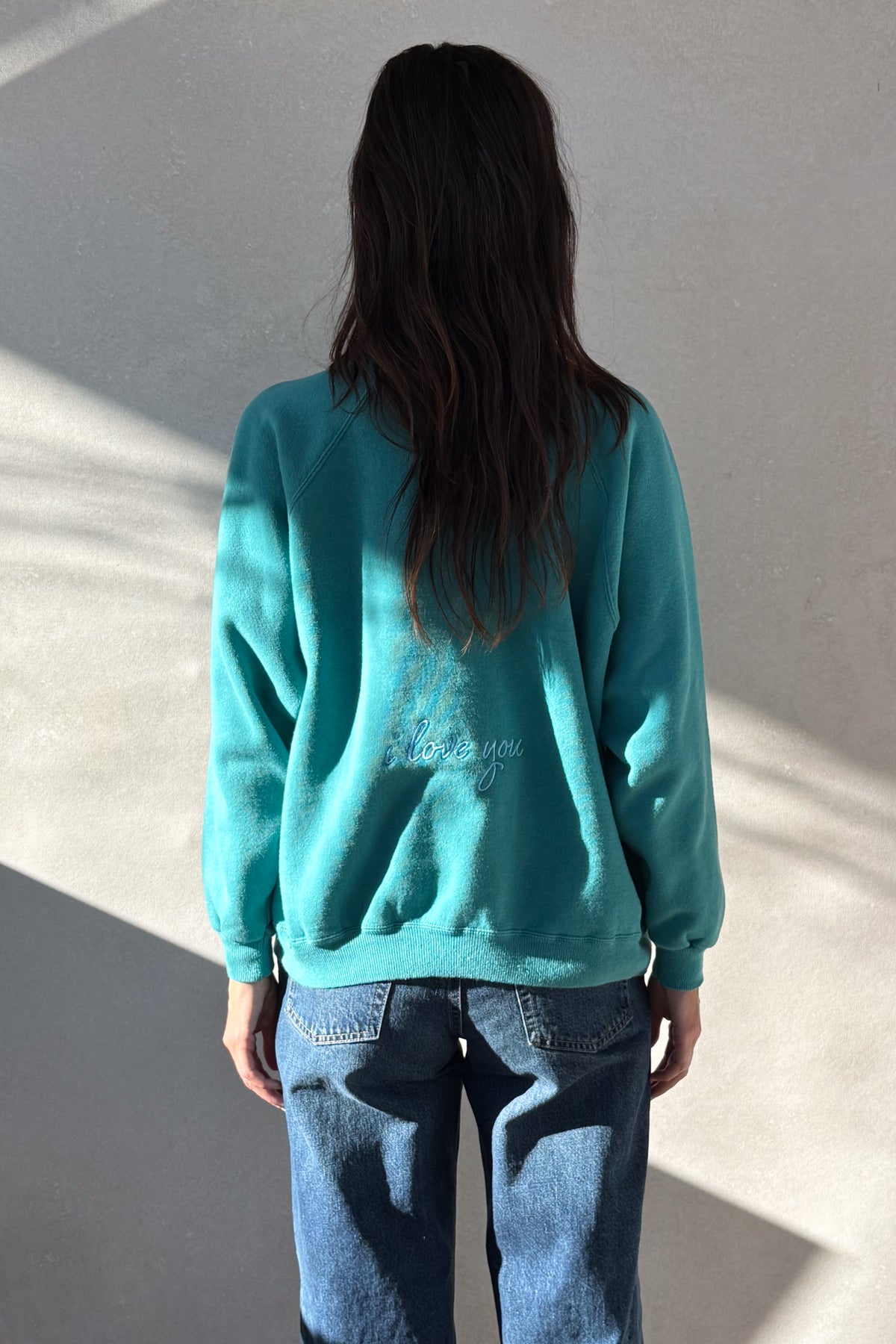 ILY Sweatshirt - Turquoise & Light Blue S/M