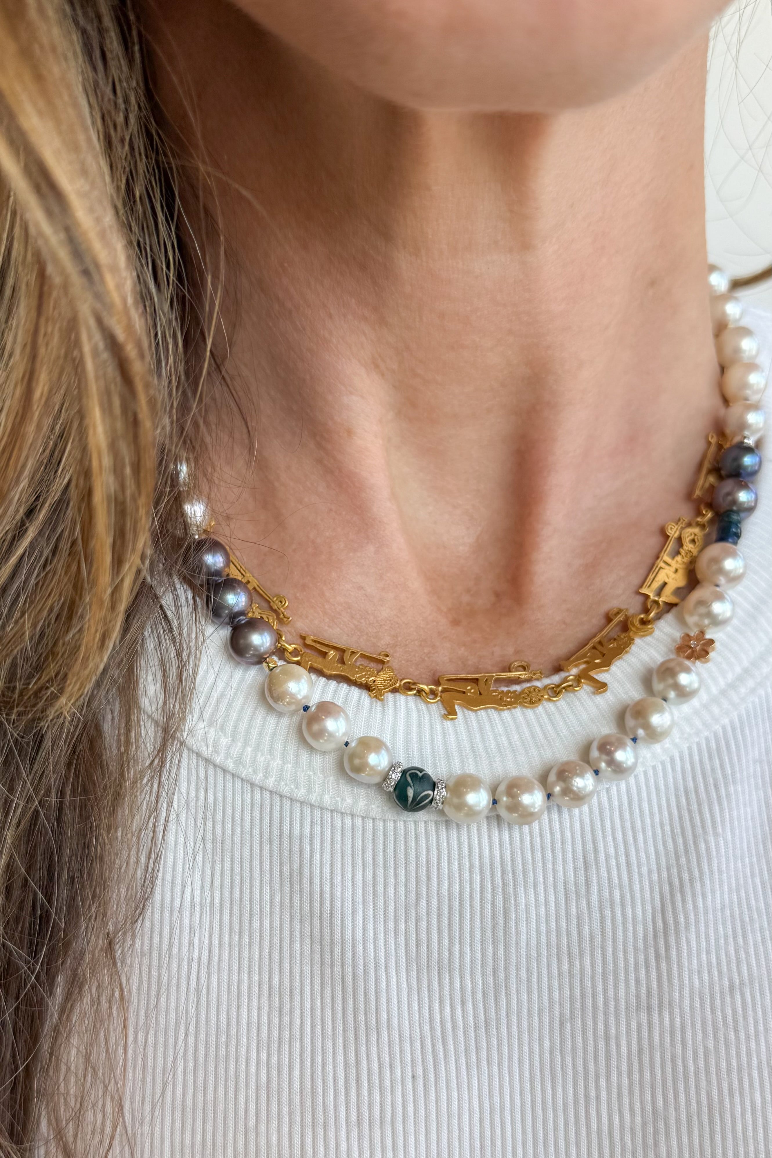 Akoya Blue Daisy Pearl Necklace