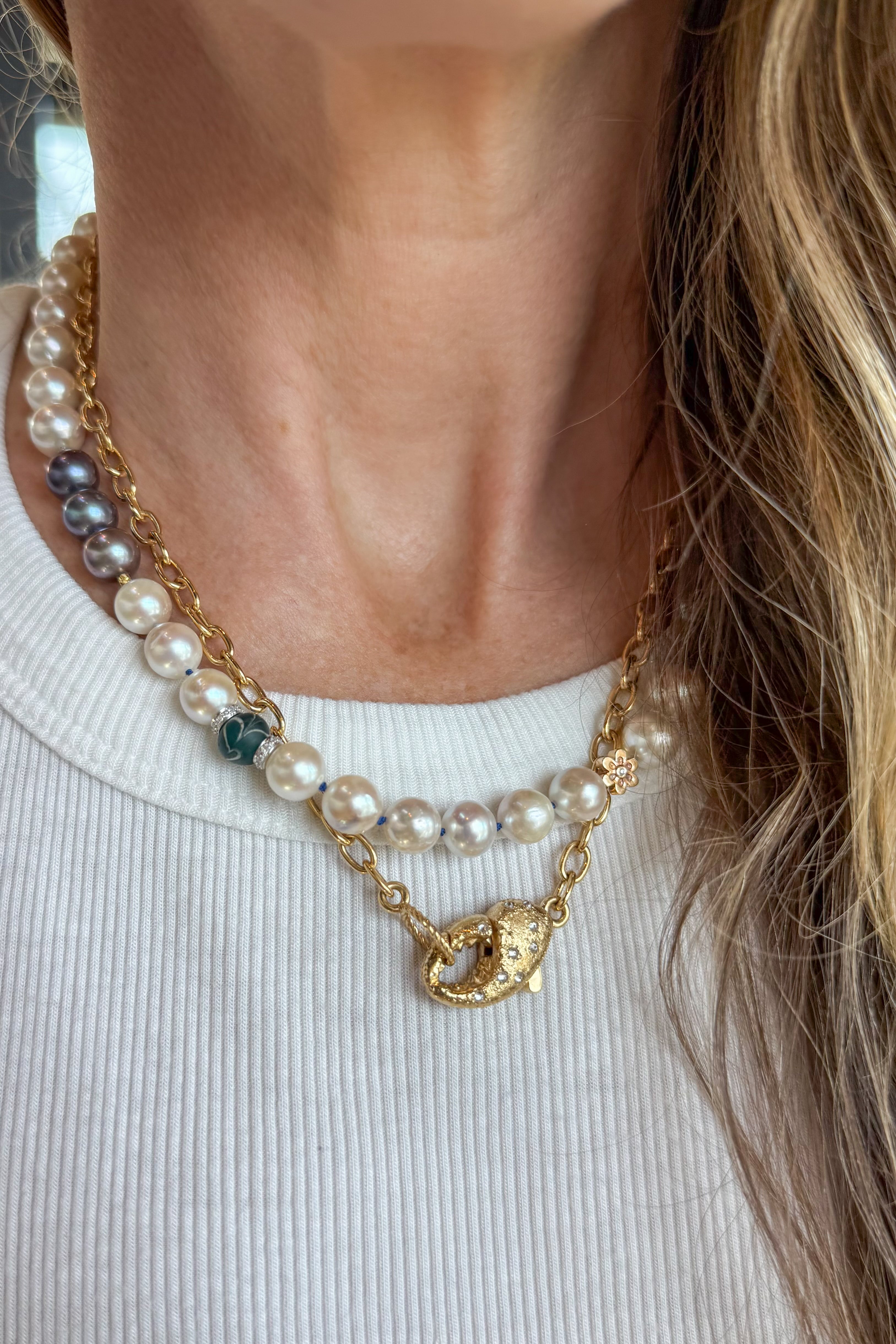 Akoya Blue Daisy Pearl Necklace