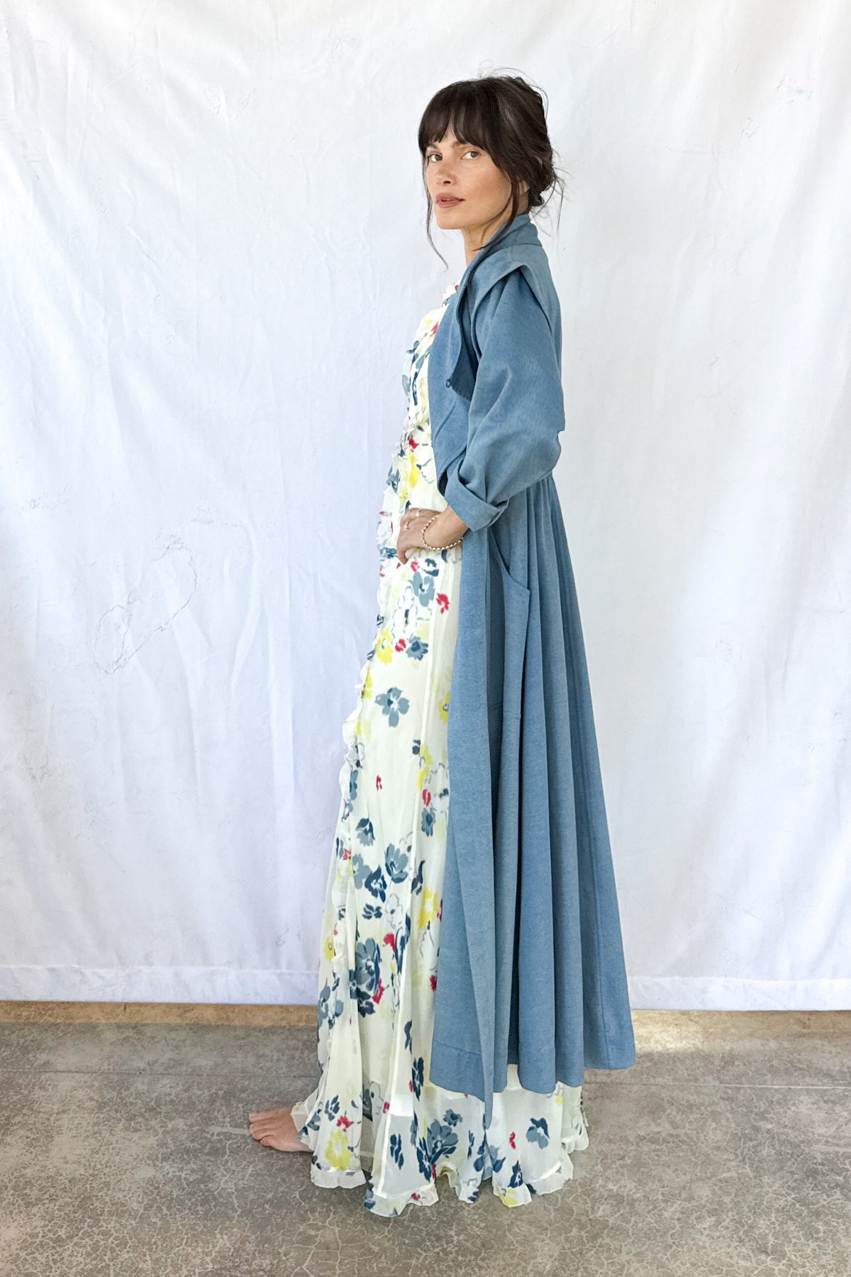 Voyage Coat Dress Cornflower Blue Chambray / 3