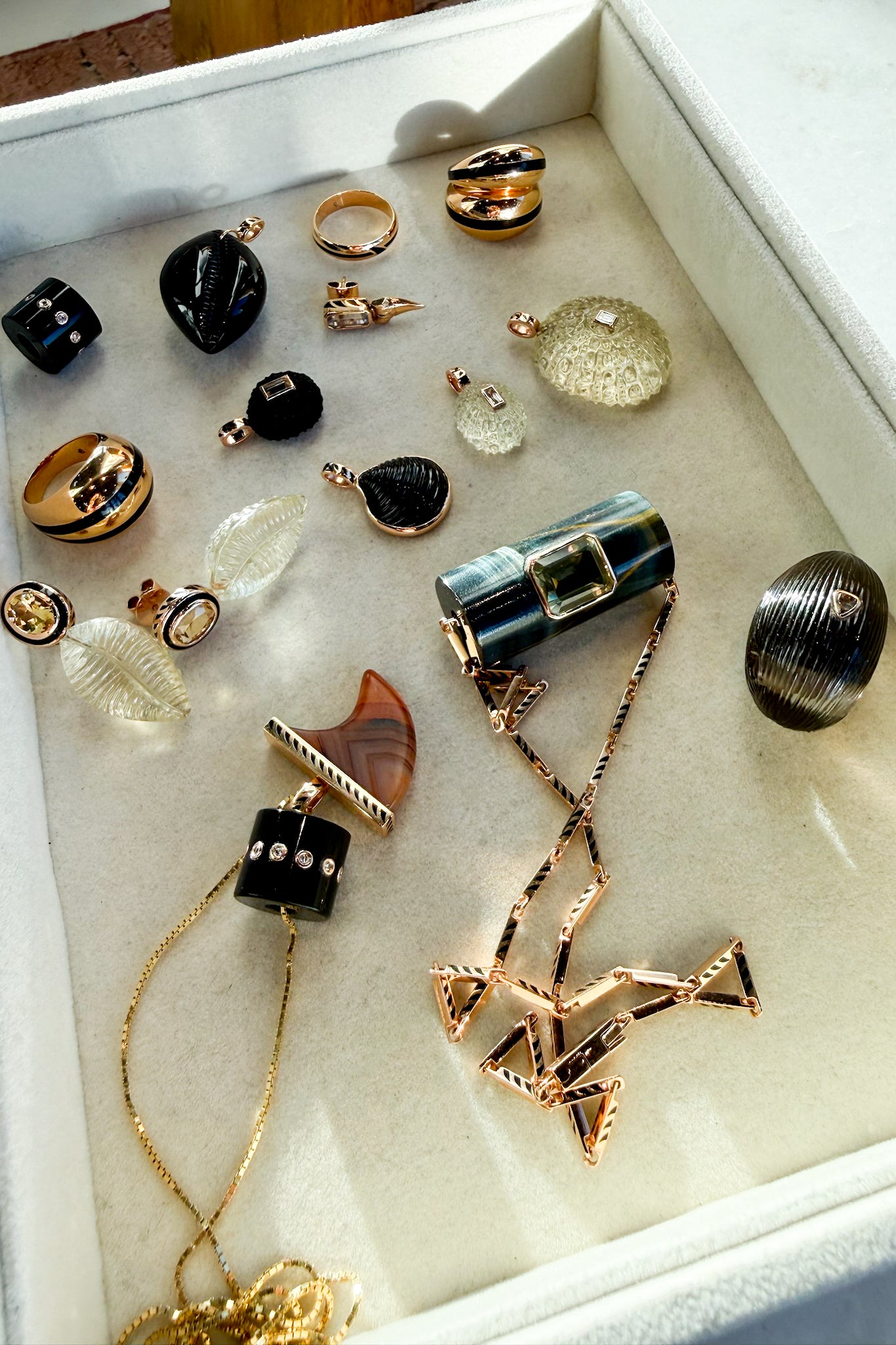 Blue Tiger Eye Long Bead with Lemon Quartz