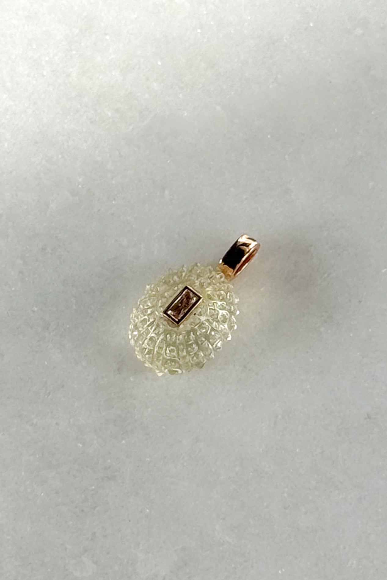 Petite Lemon Quartz Sea Urchin with Beryl Charm