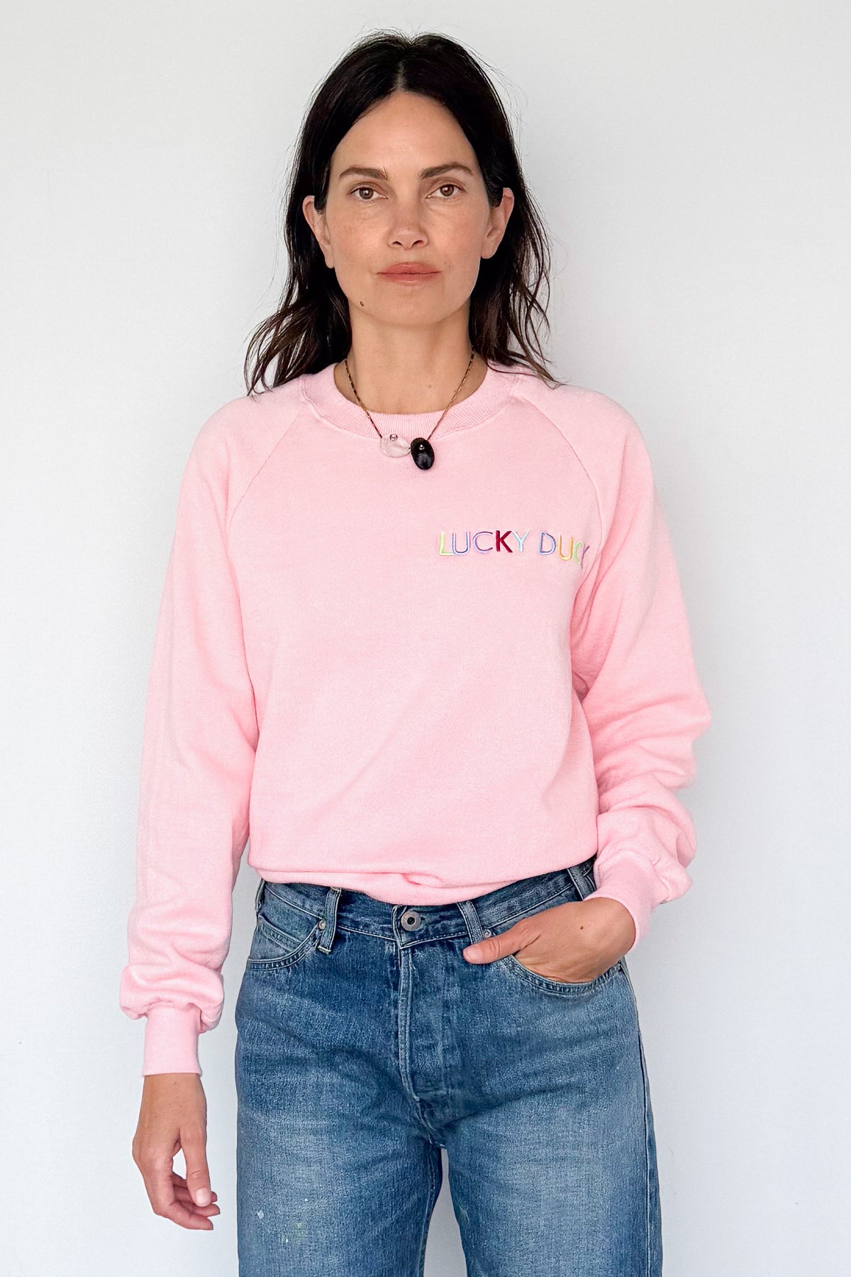 Lucky Duck Sweatshirt - XXS Peachy Pink