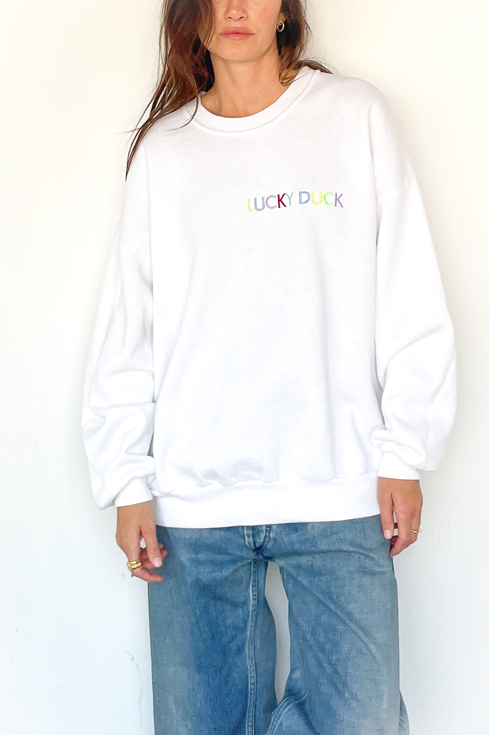 Lucky Duck Sweatshirt - LARGE White