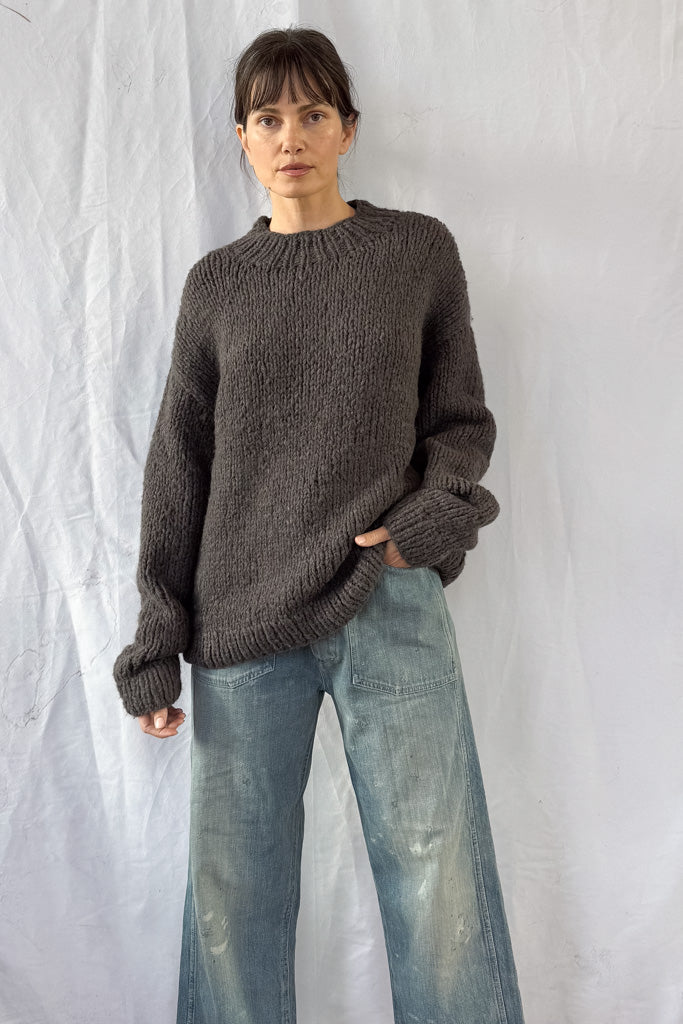 Handknit Coal Crewneck Sweater