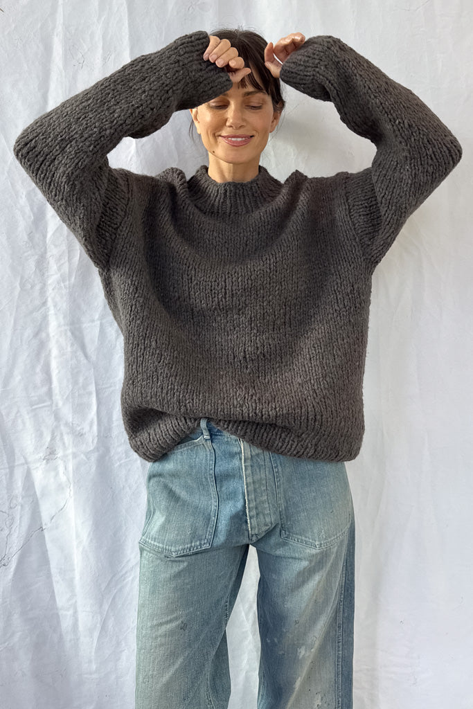 Handknit Coal Crewneck Sweater