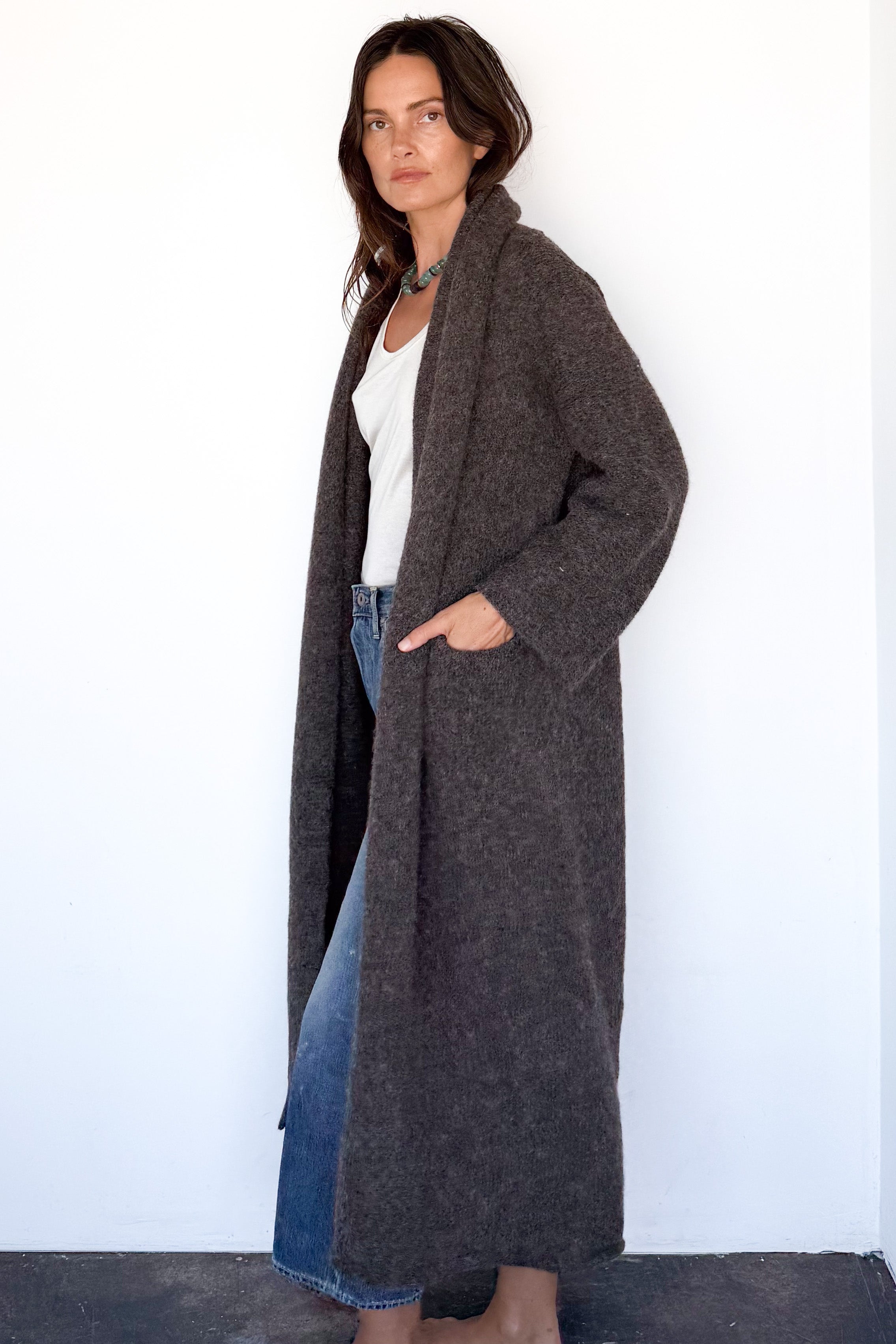 Patina Long Shawl Coat – SUNROOM
