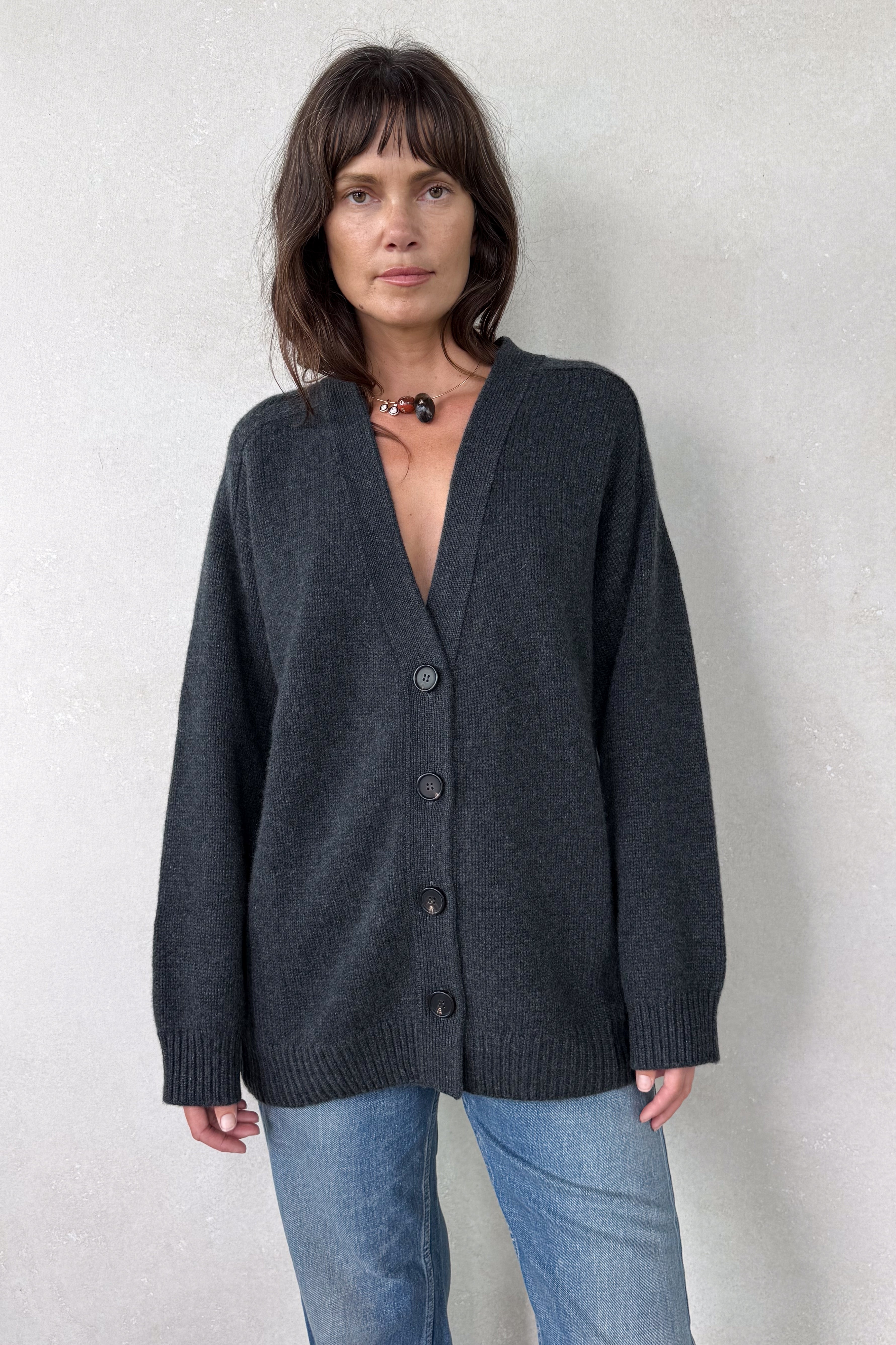Gassin Charcoal Cashmere Cardigan