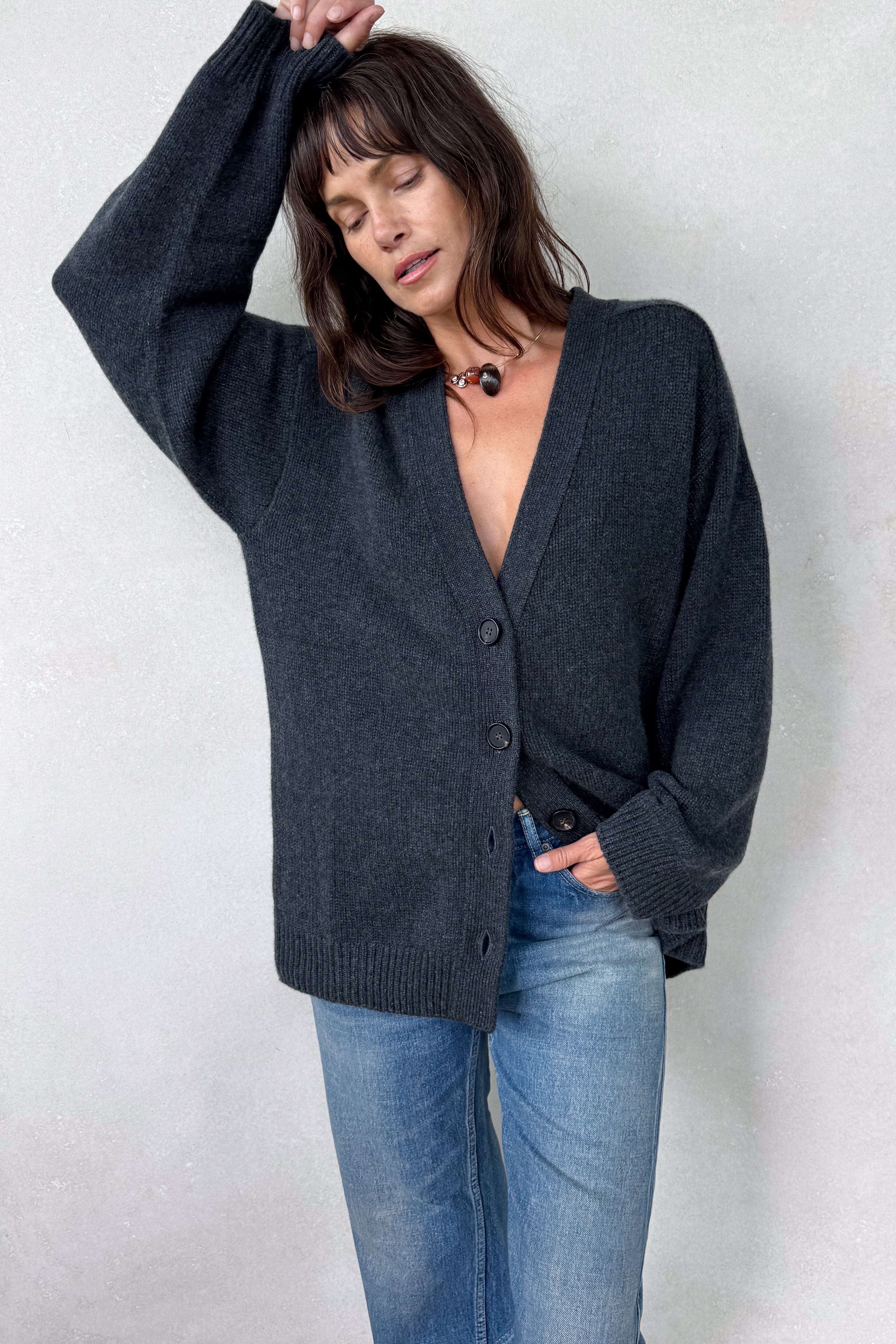 Gassin Charcoal Cashmere Cardigan