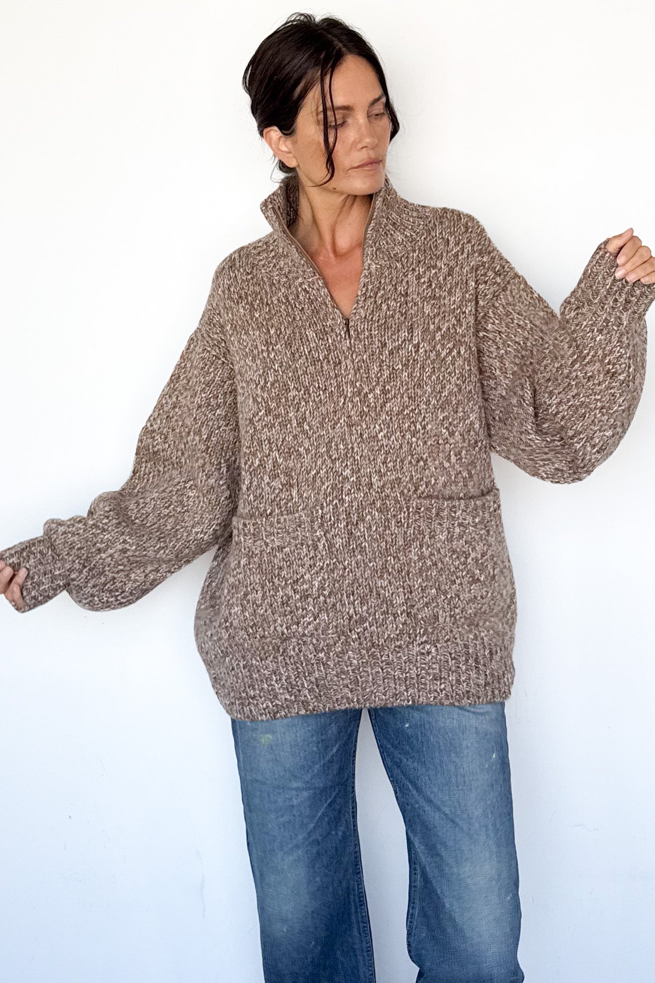 Nevada Chunky Knit Cashmere Zip Sweater