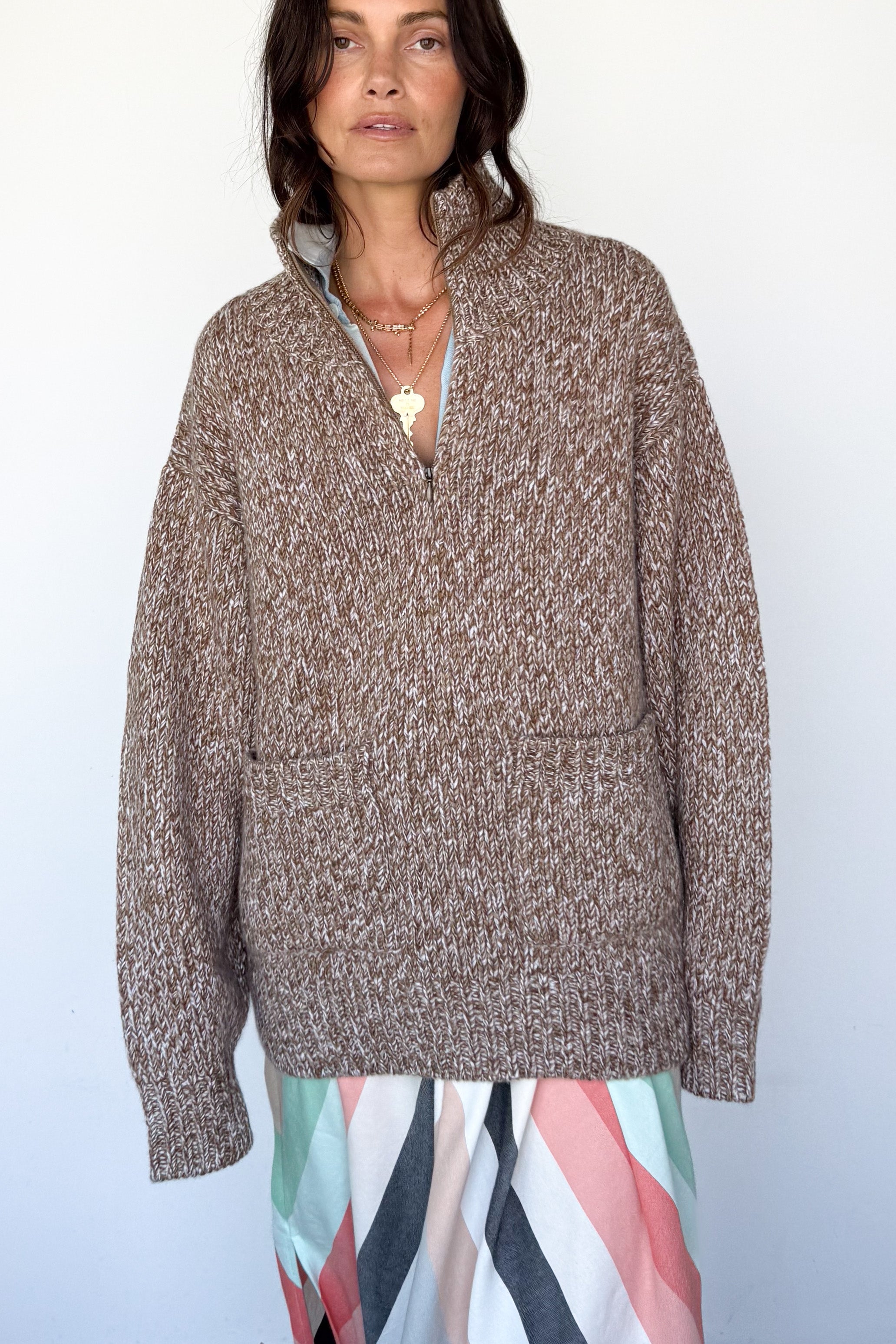 Nevada Chunky Knit Cashmere Zip Sweater