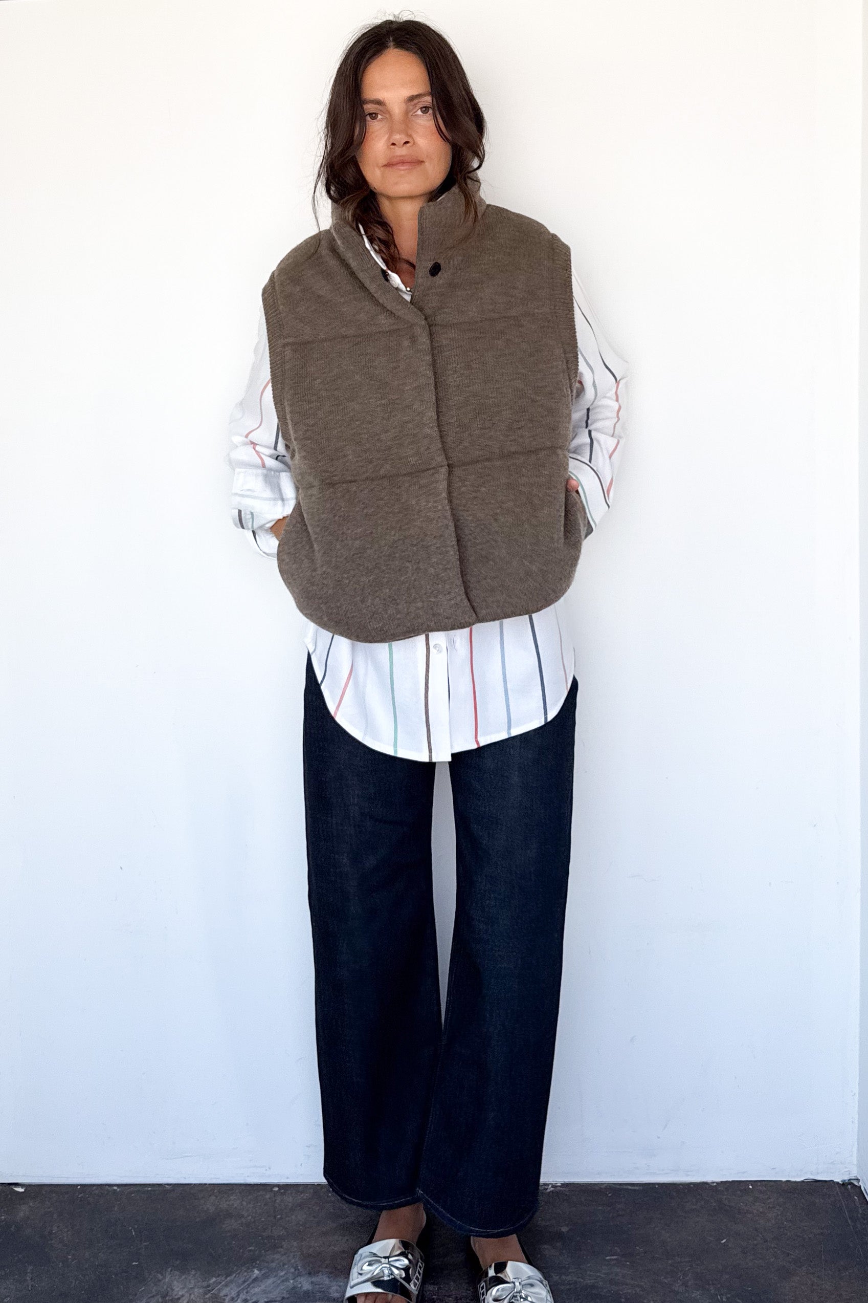 Olive Montana Cashmere Puffer Vest