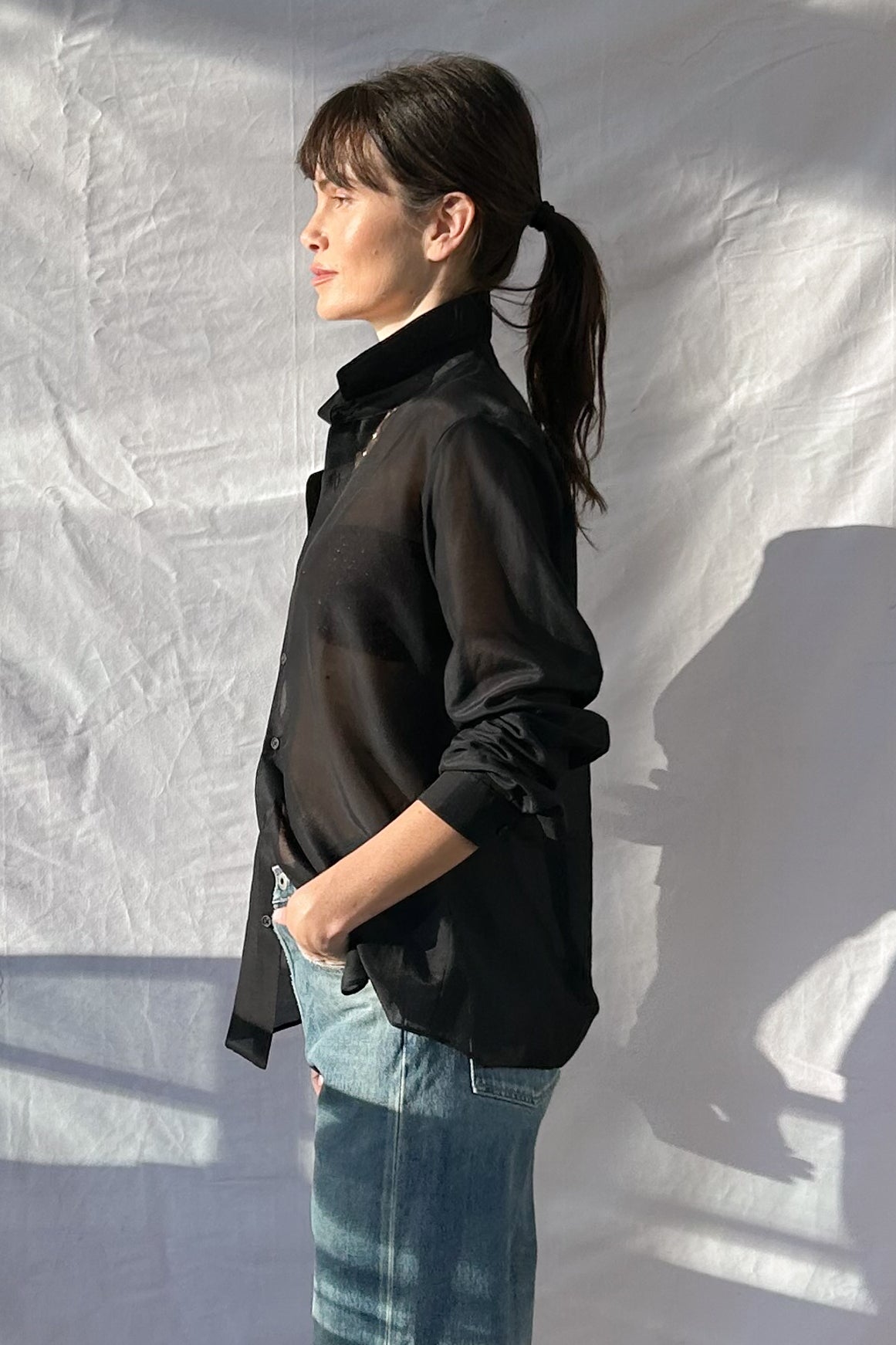 Sheer Button Down Shirt