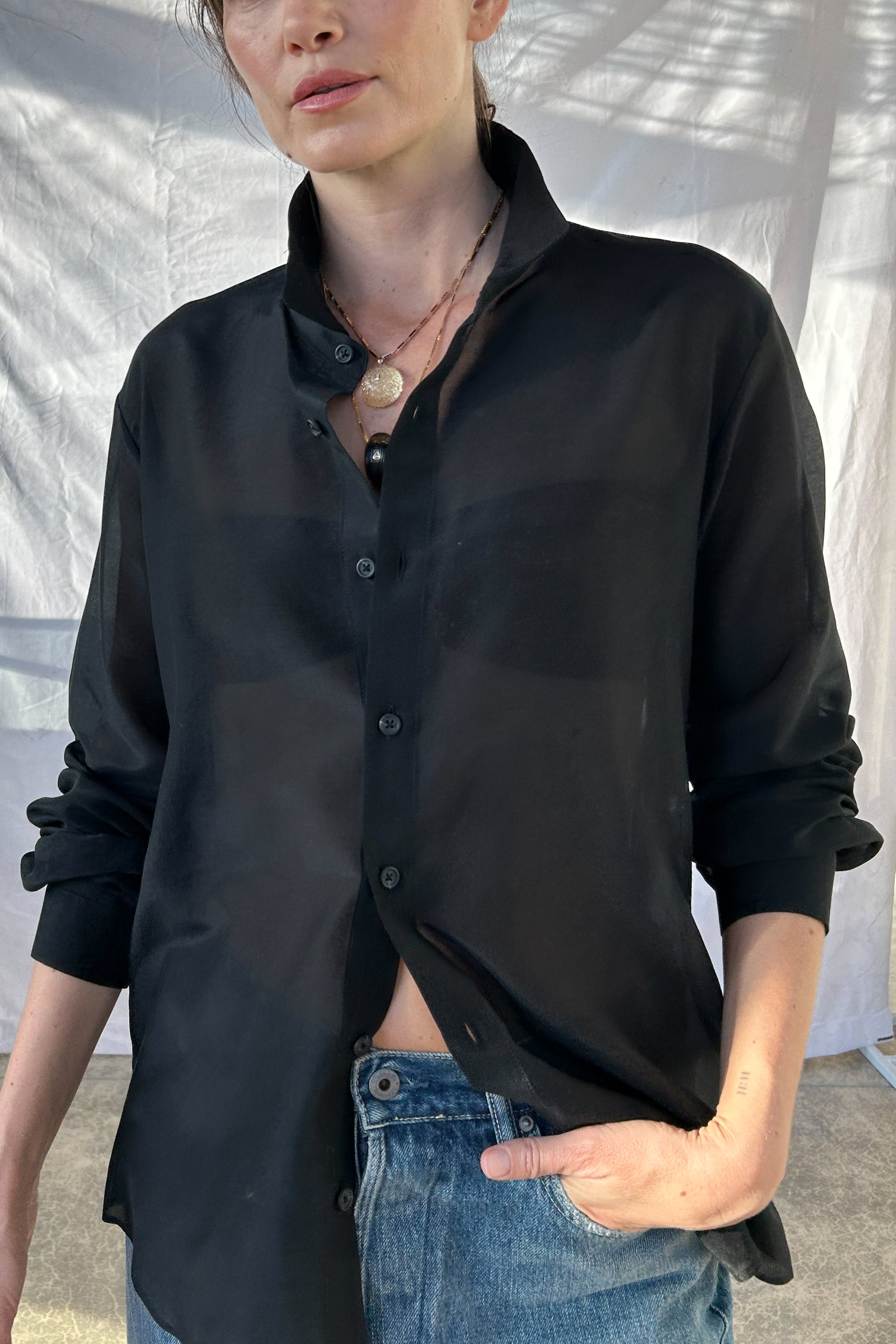 Sheer Button Down Shirt