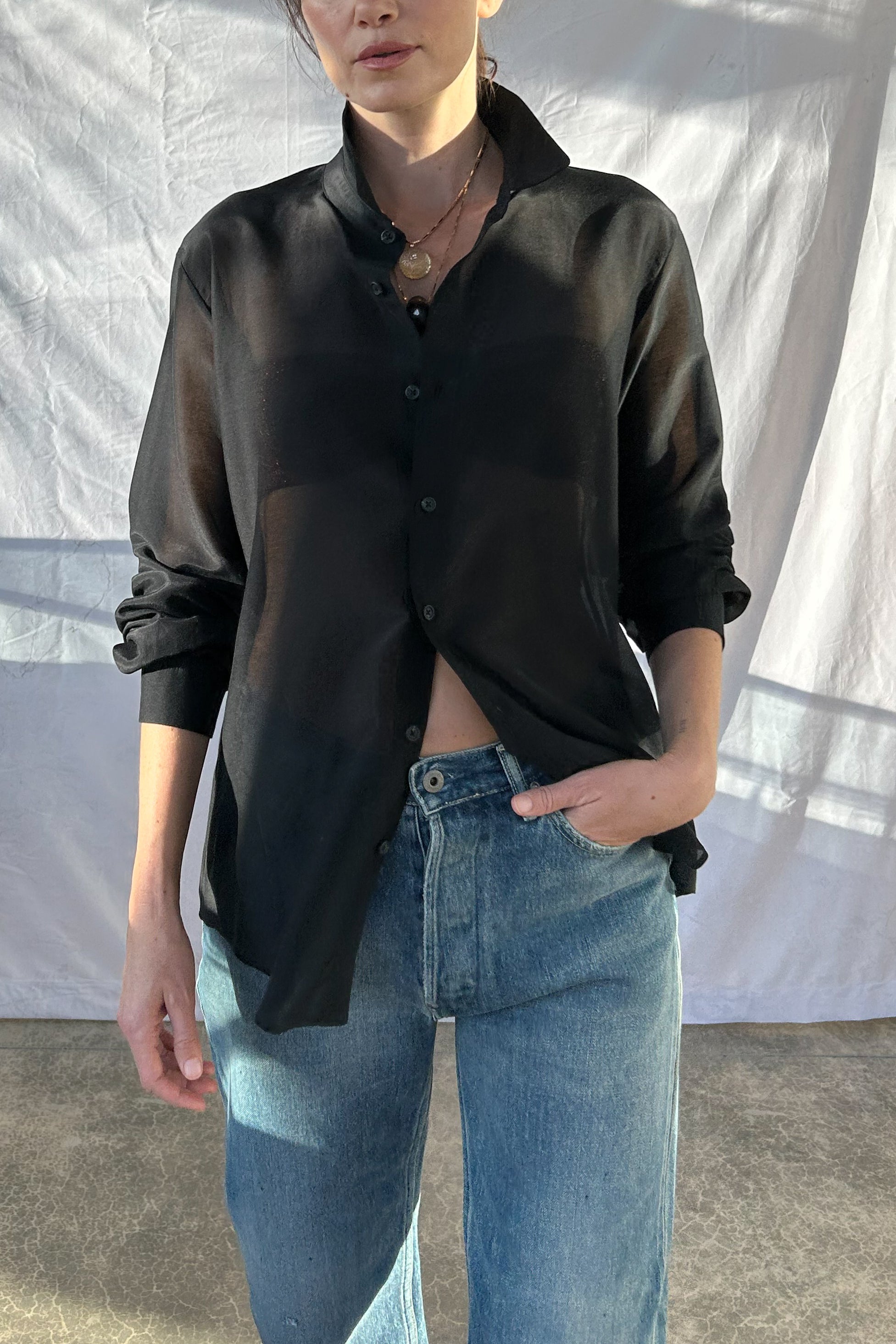 Sheer Button Down Shirt