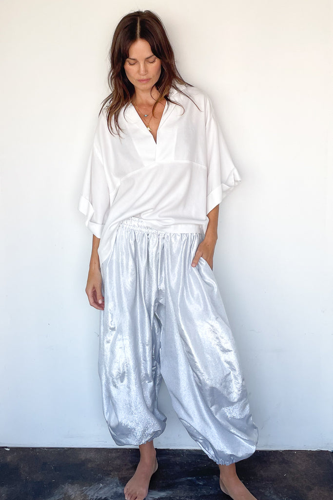 White Linen Countess Harem Pants - Şaman Butik