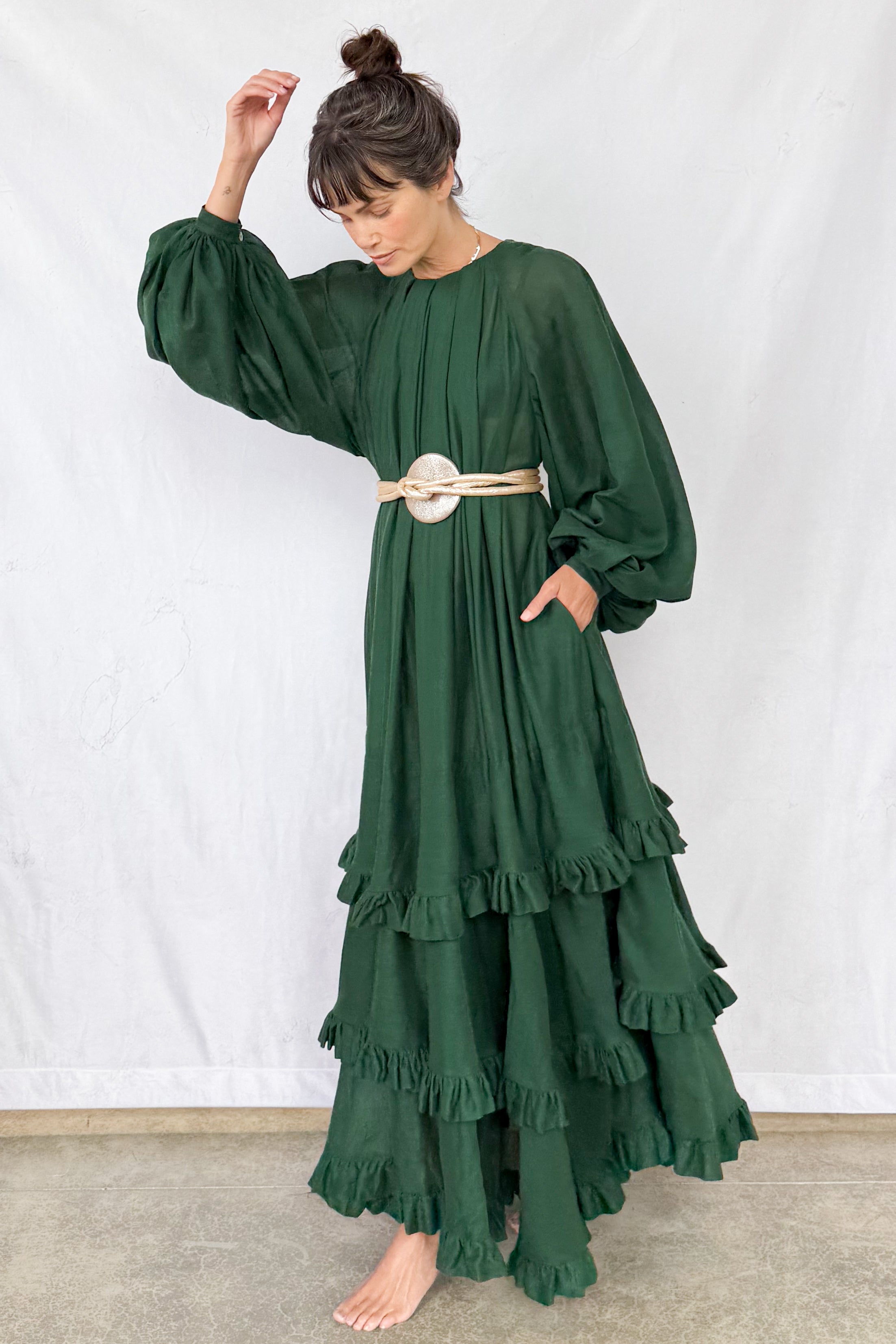 Pine Tiered Touareg Dress
