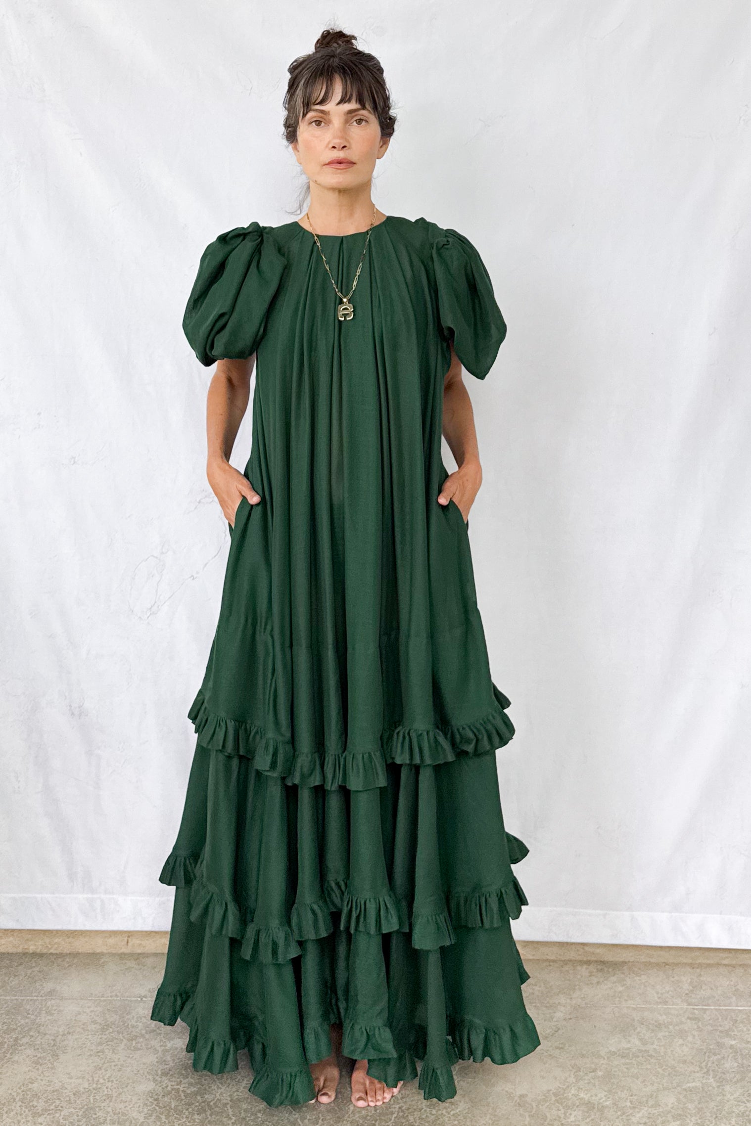Pine Tiered Touareg Dress