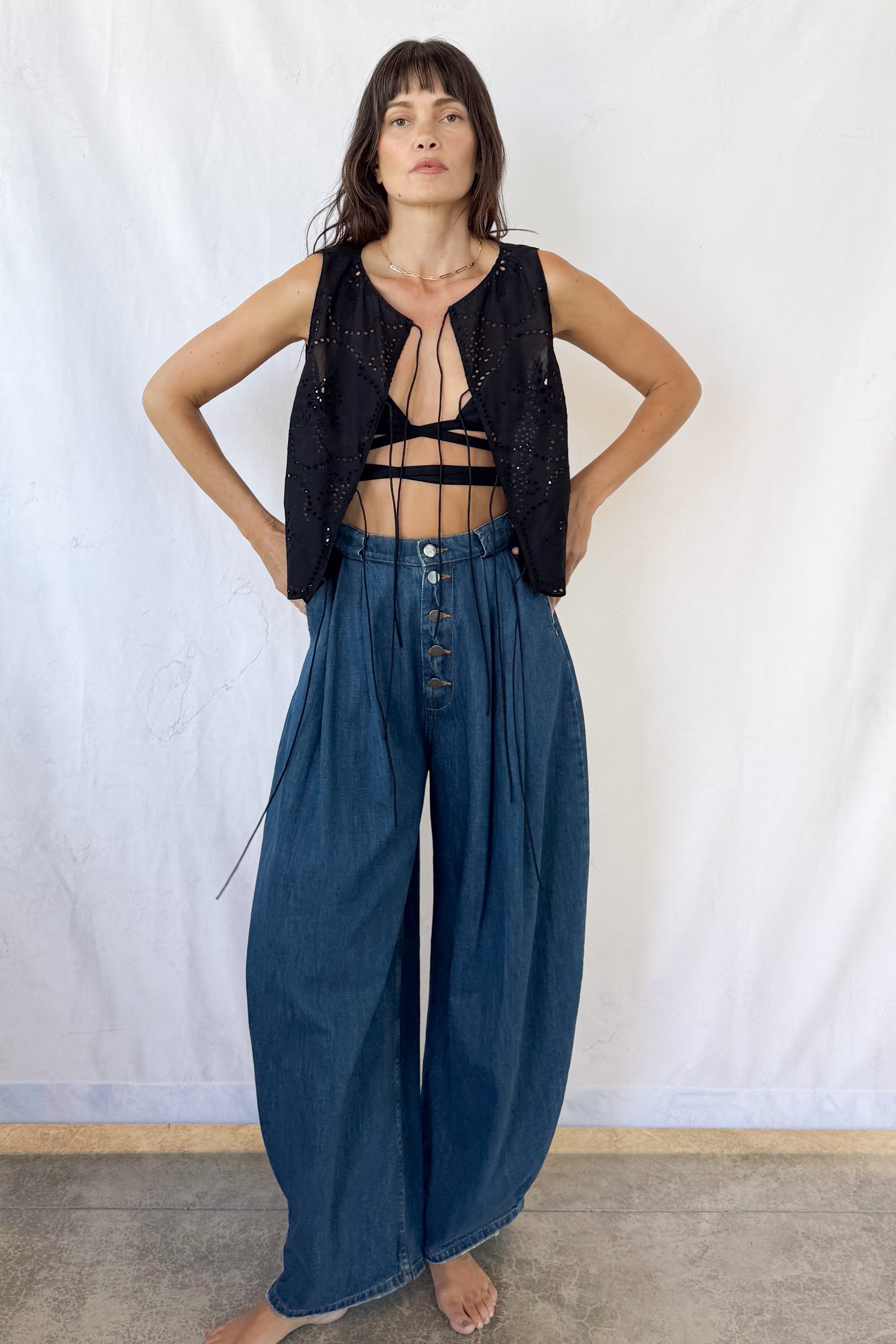 Broderie Tie Tank Top