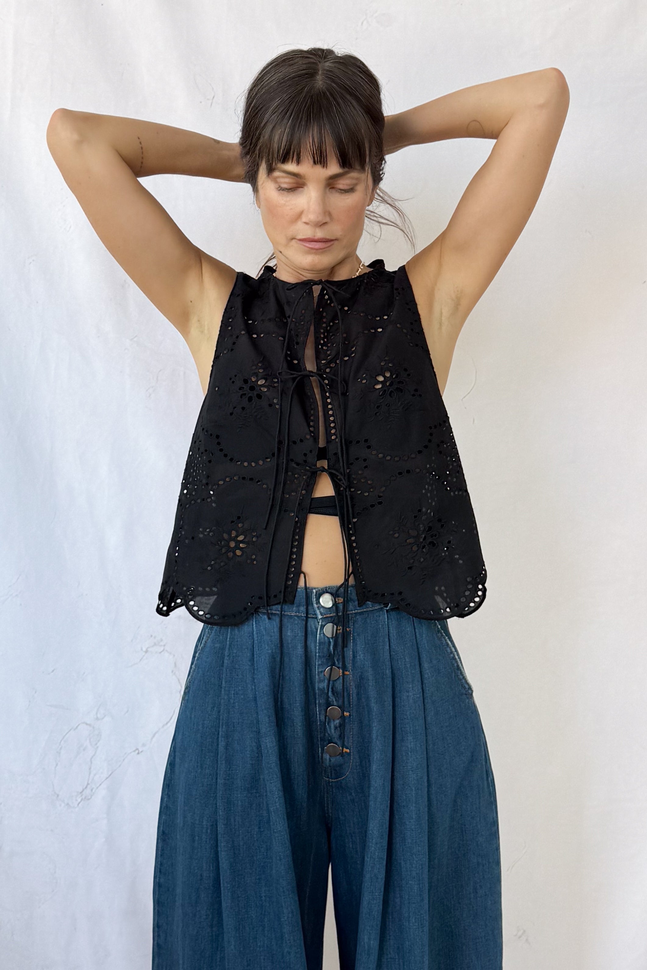 Broderie Tie Tank Top