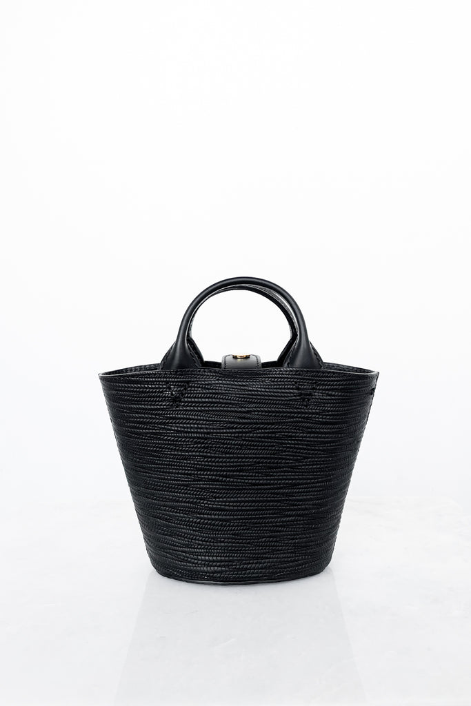 Black Embossed Micro Cesta Bag