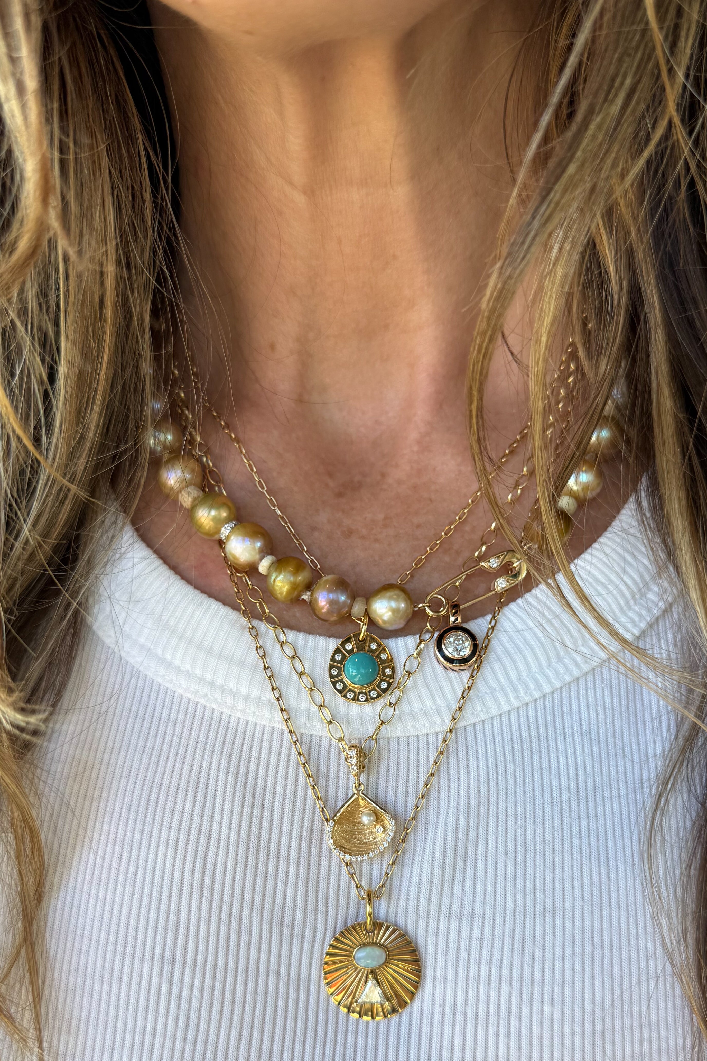Mauve & Gold Nila Pearl Necklace