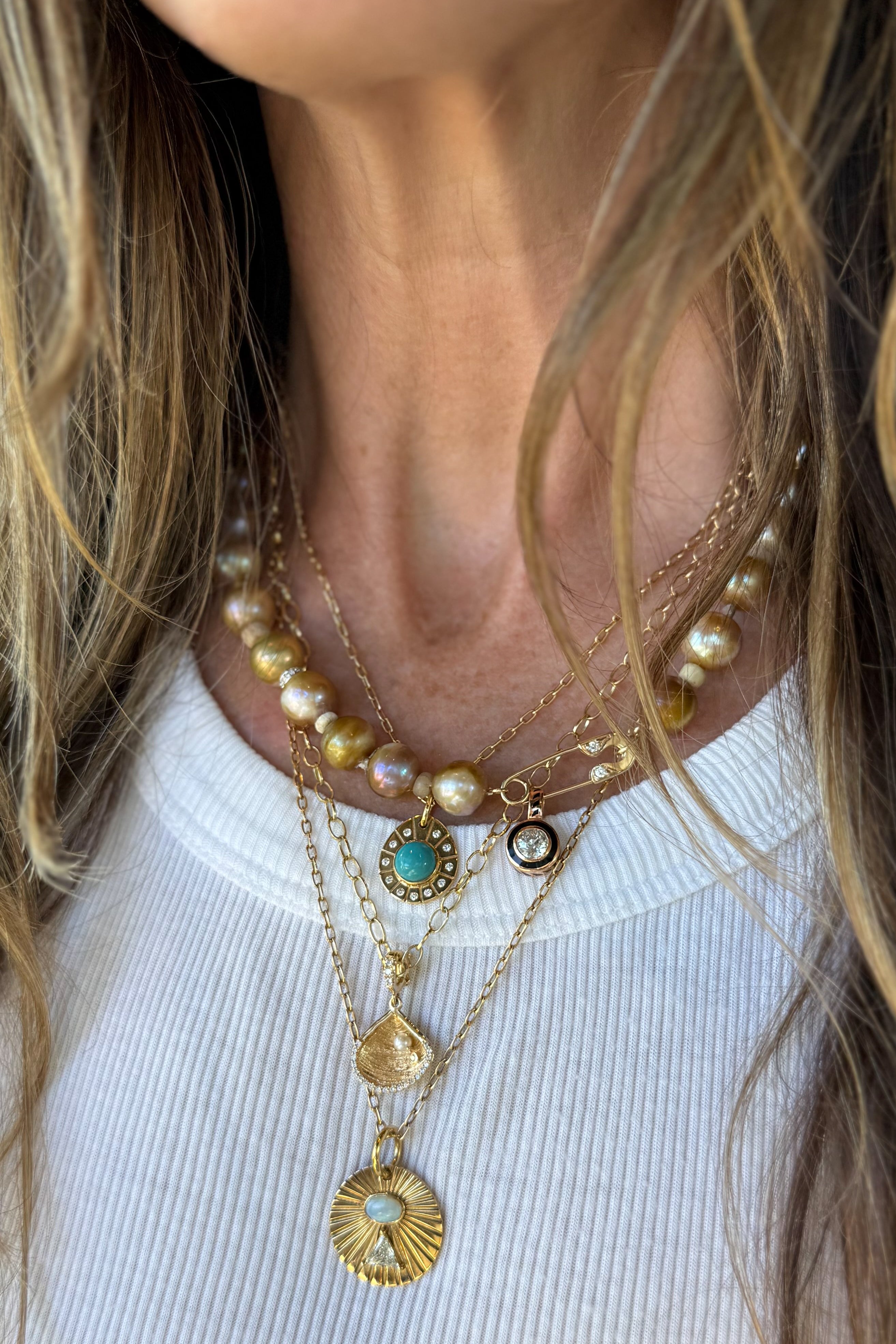 Mauve & Gold Nila Pearl Necklace