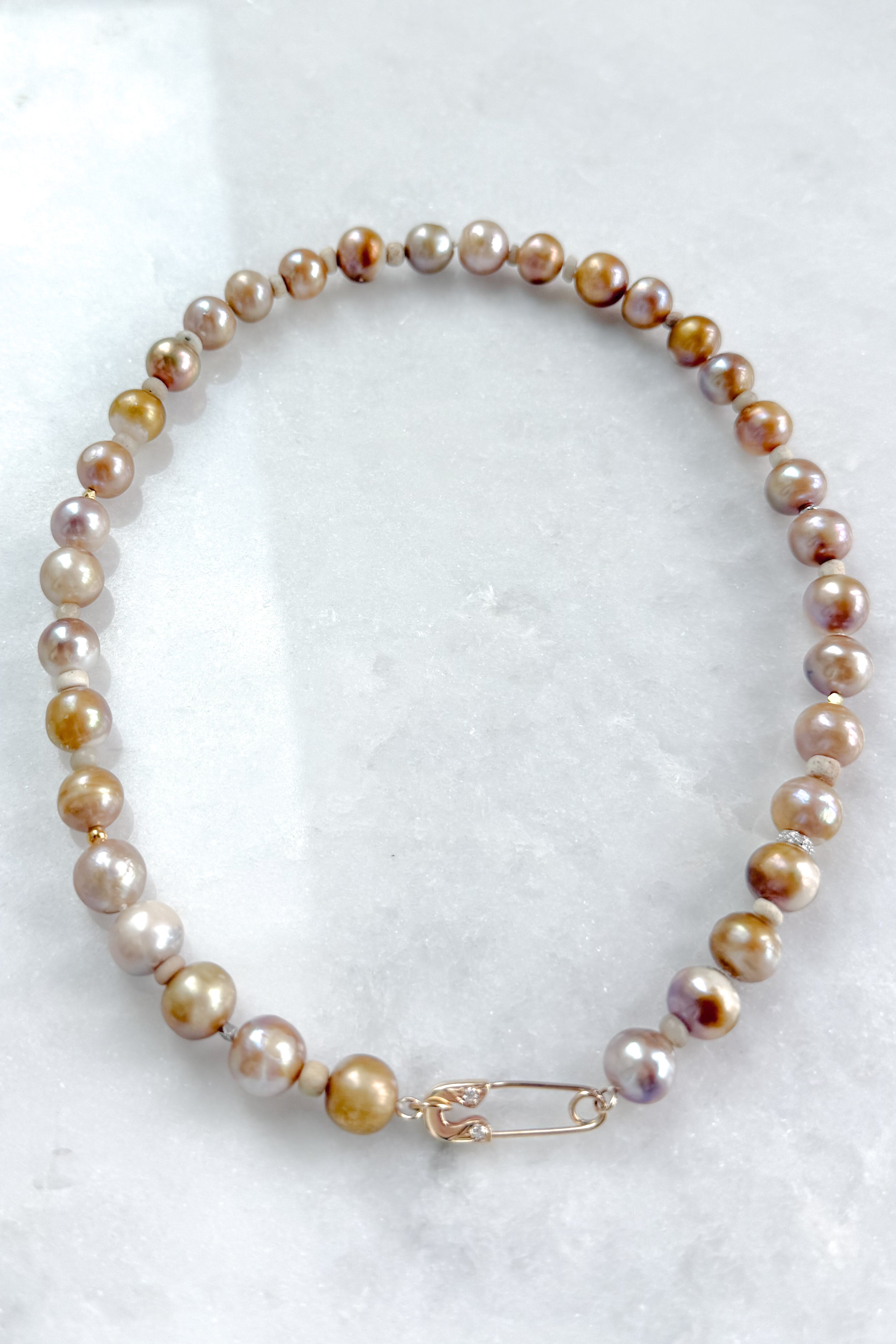 Mauve & Gold Nila Pearl Necklace