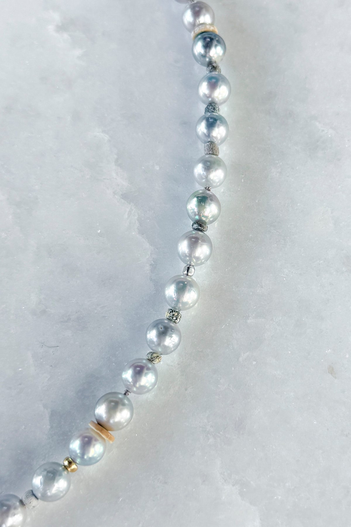 Moon Akoya Pearl Necklace With Diamond Pin Clasp