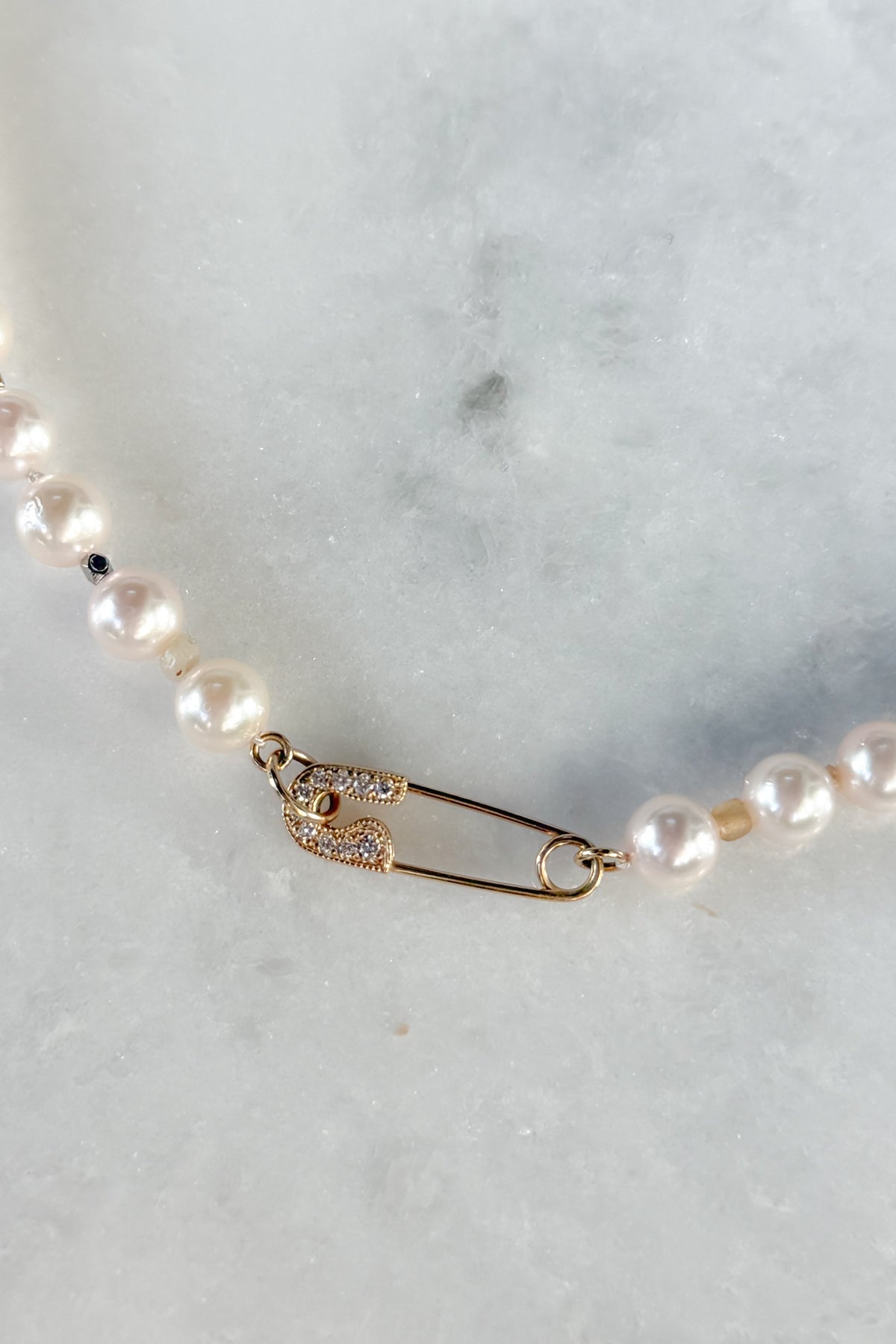 Natural Akoya Pearl Necklace With Pave Pin Clasp