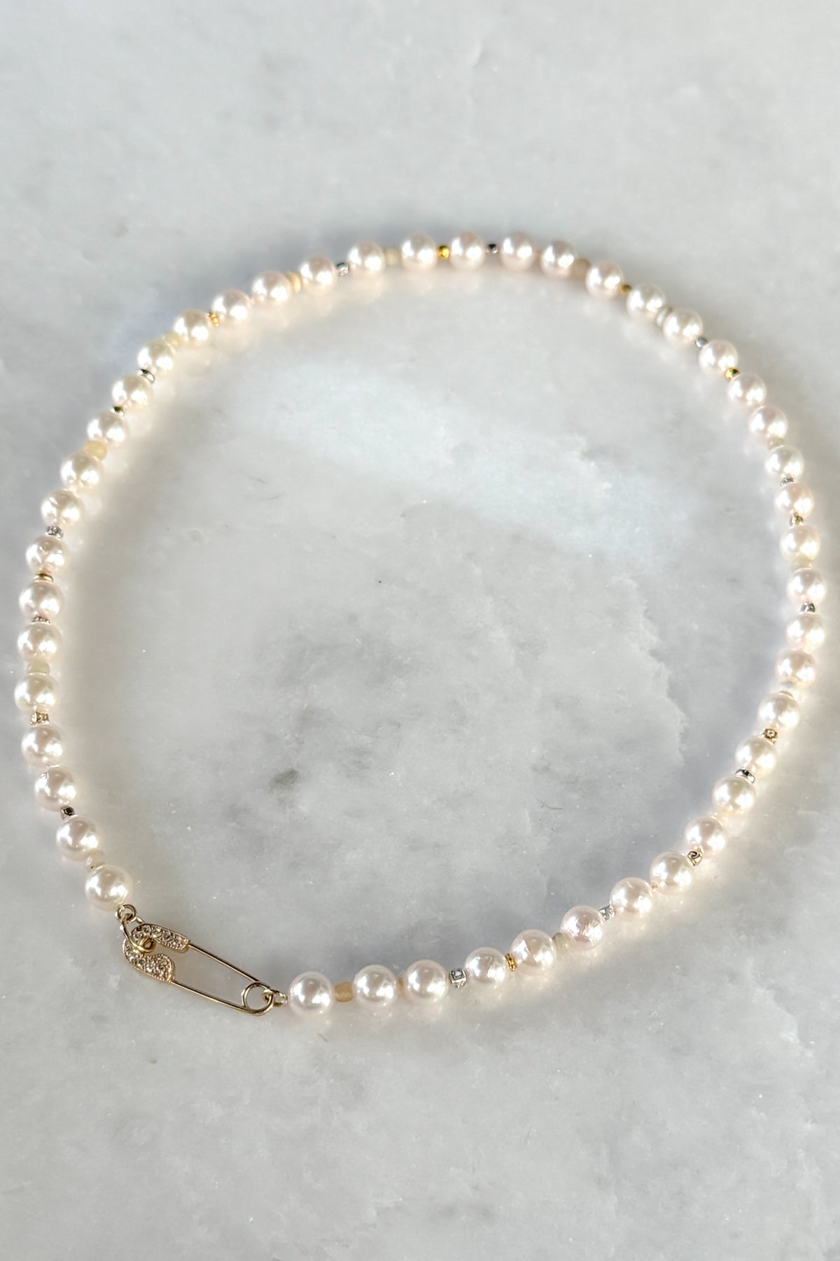 Natural Akoya Pearl Necklace With Pave Pin Clasp
