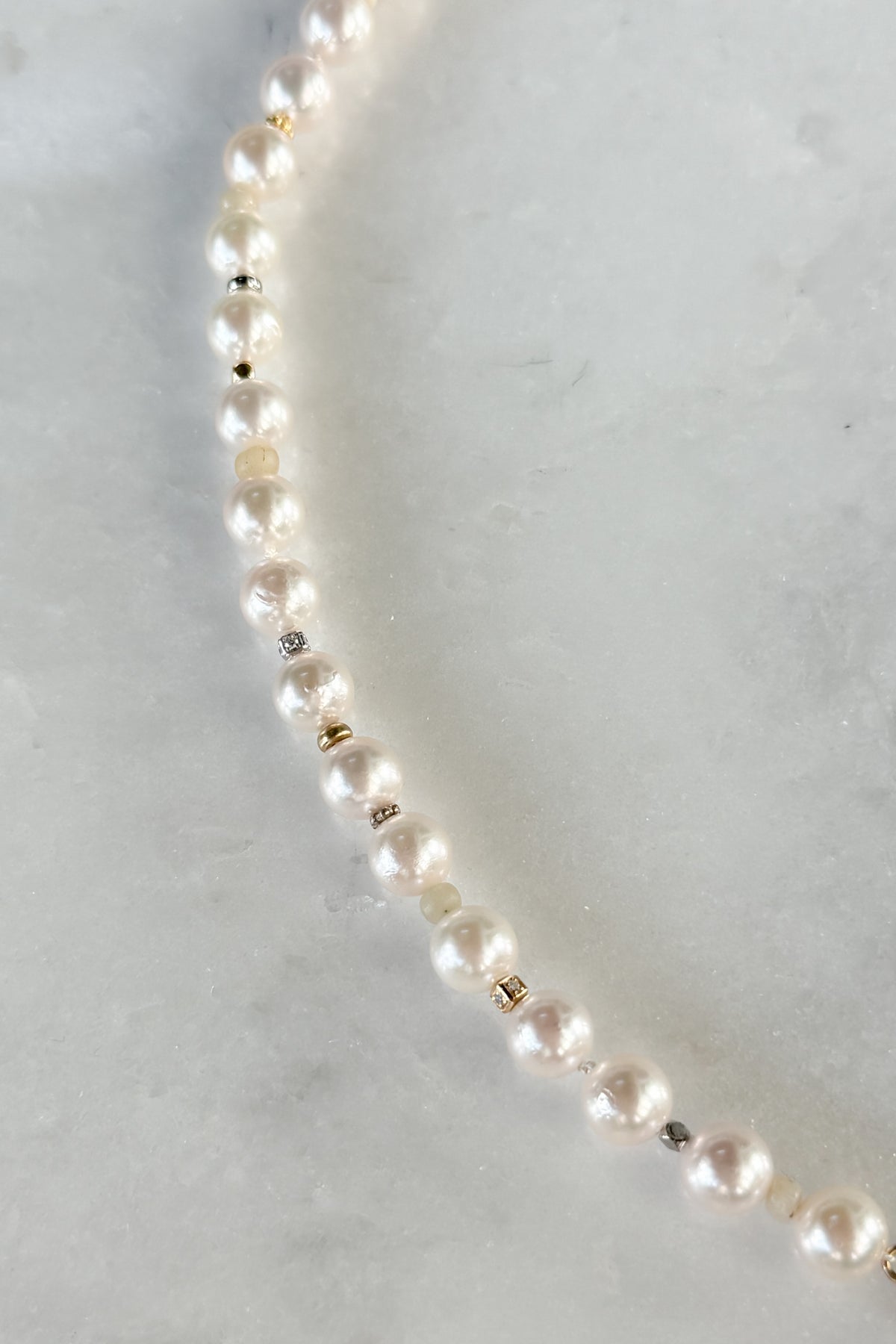 Natural Akoya Pearl Necklace With Pave Pin Clasp