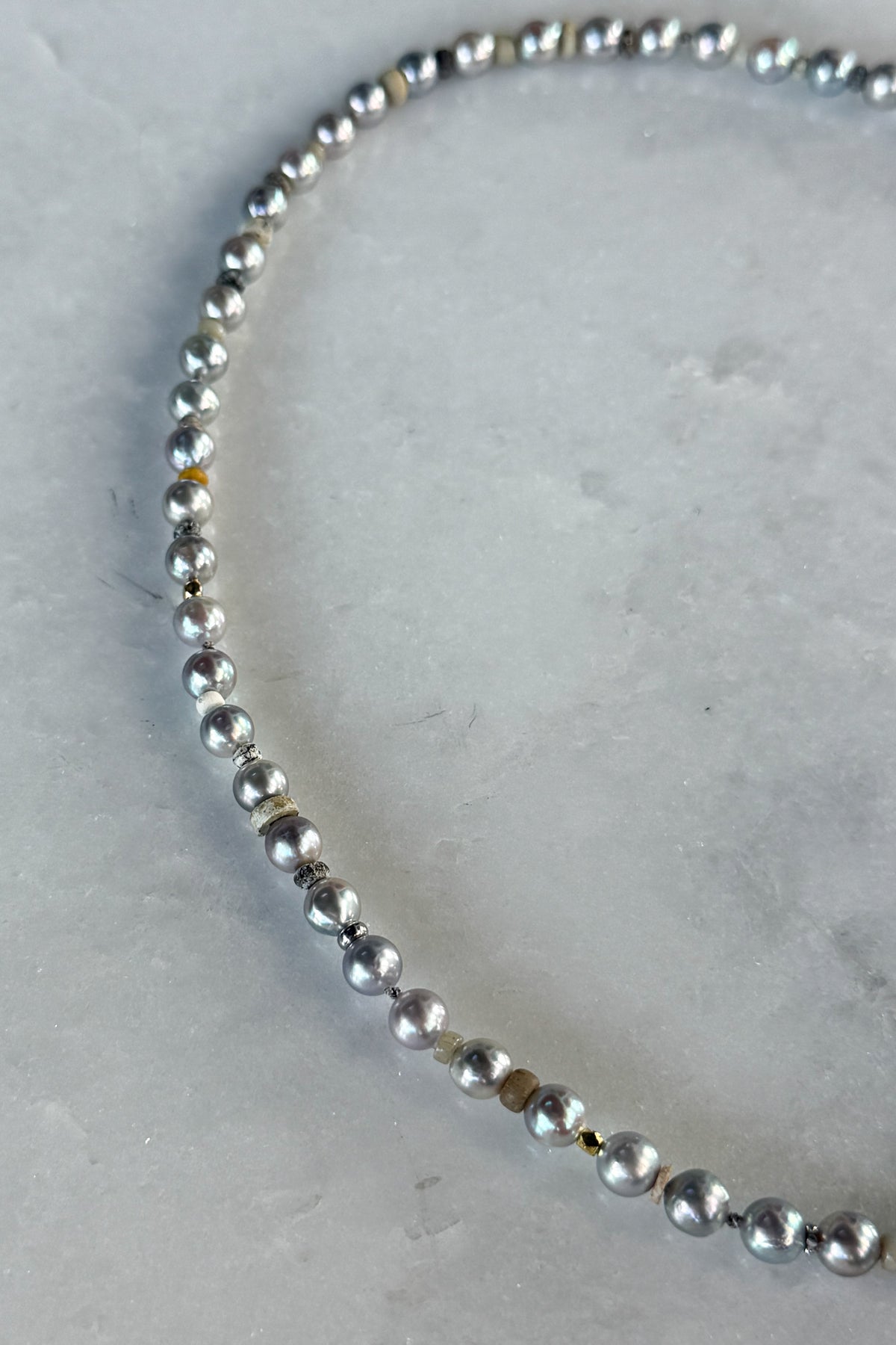 Skinny Akoya Pearl Necklace With Diamond Pin Clasp