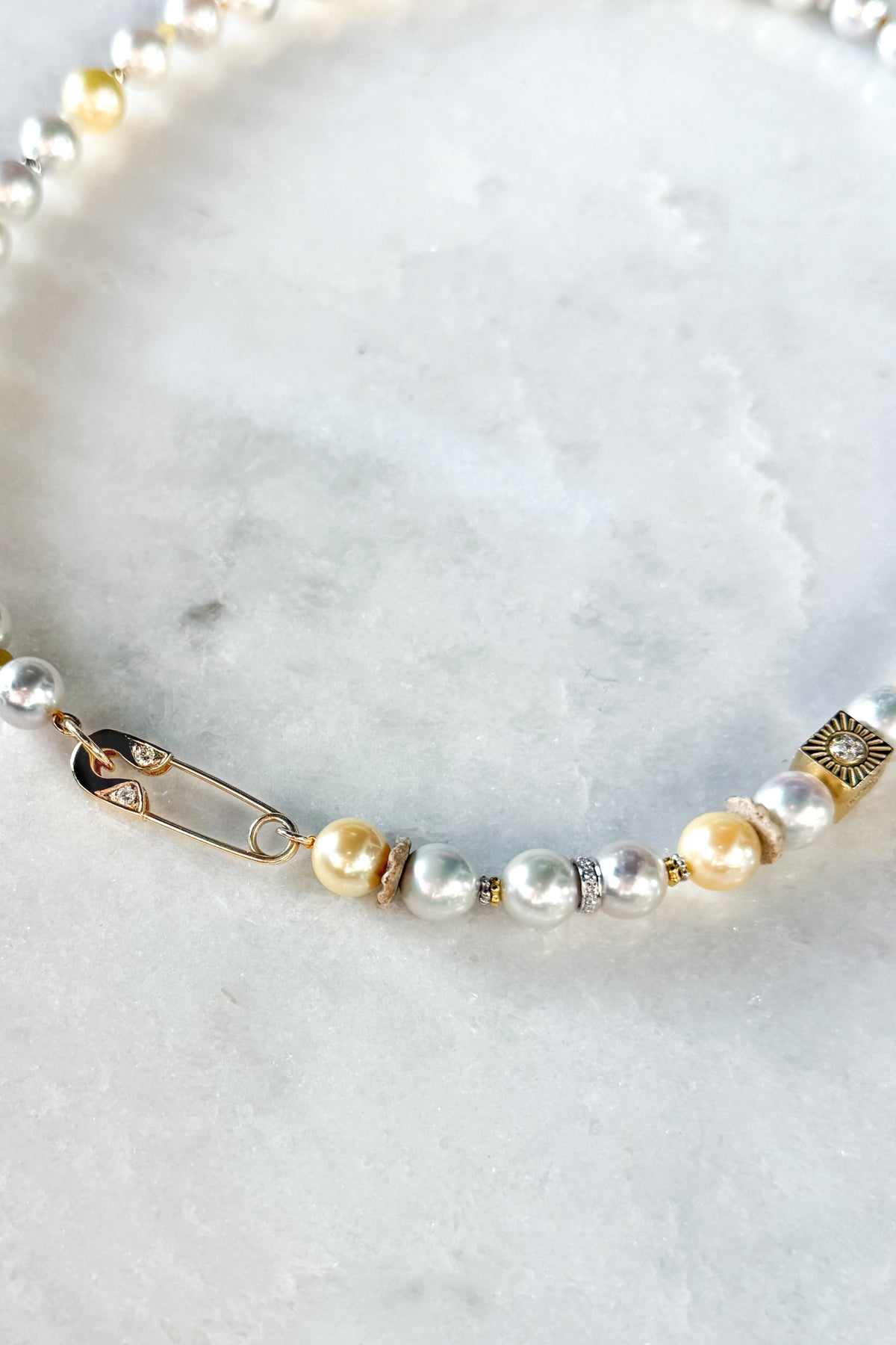 Sun Akoya Pearl Necklace With Diamond Pin Clasp