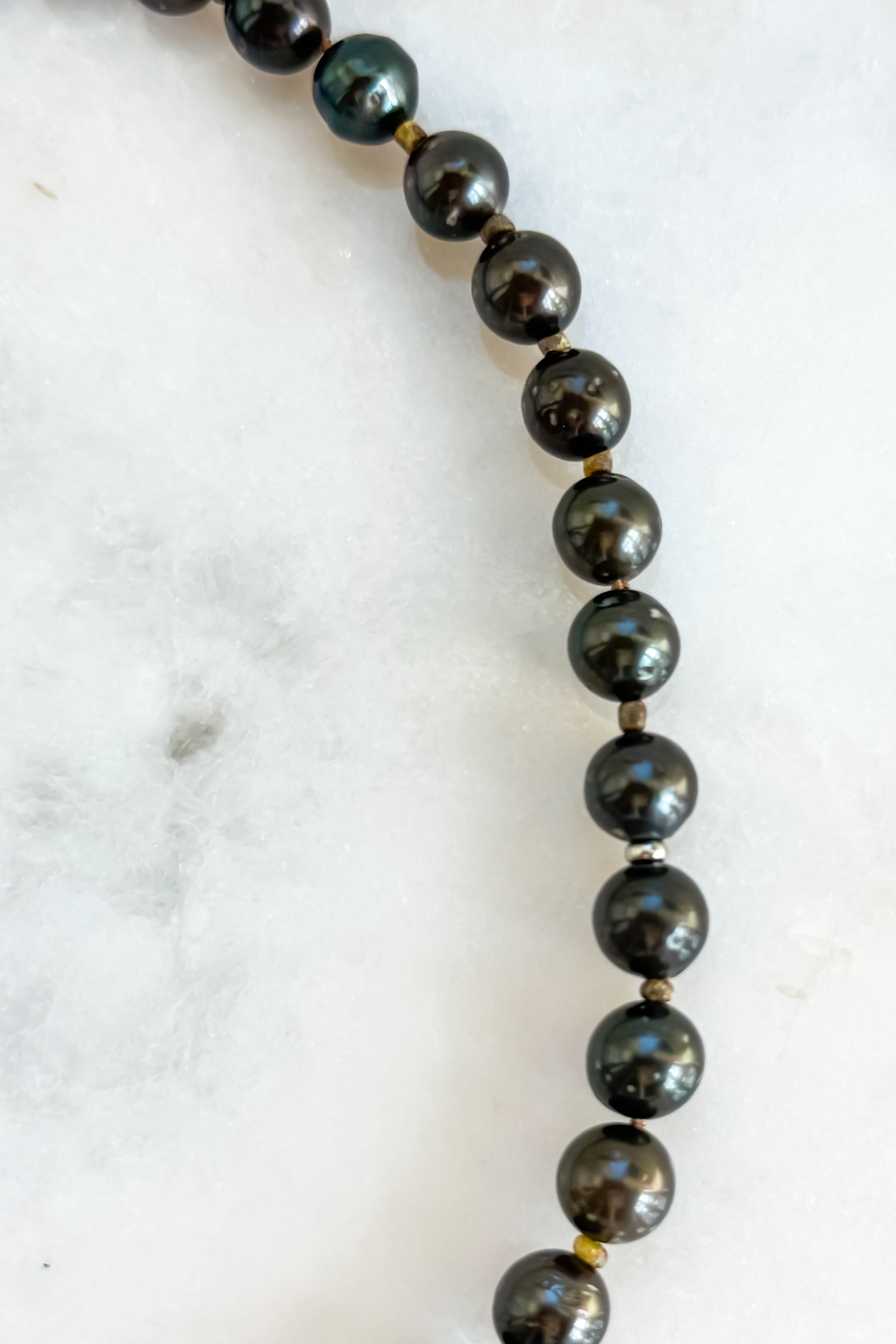 Tahitian Black Pearl Necklace with Pave Pin Clasp